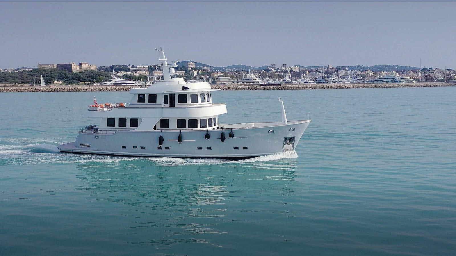 a white boat in the water aboard T88 Yacht for Sale