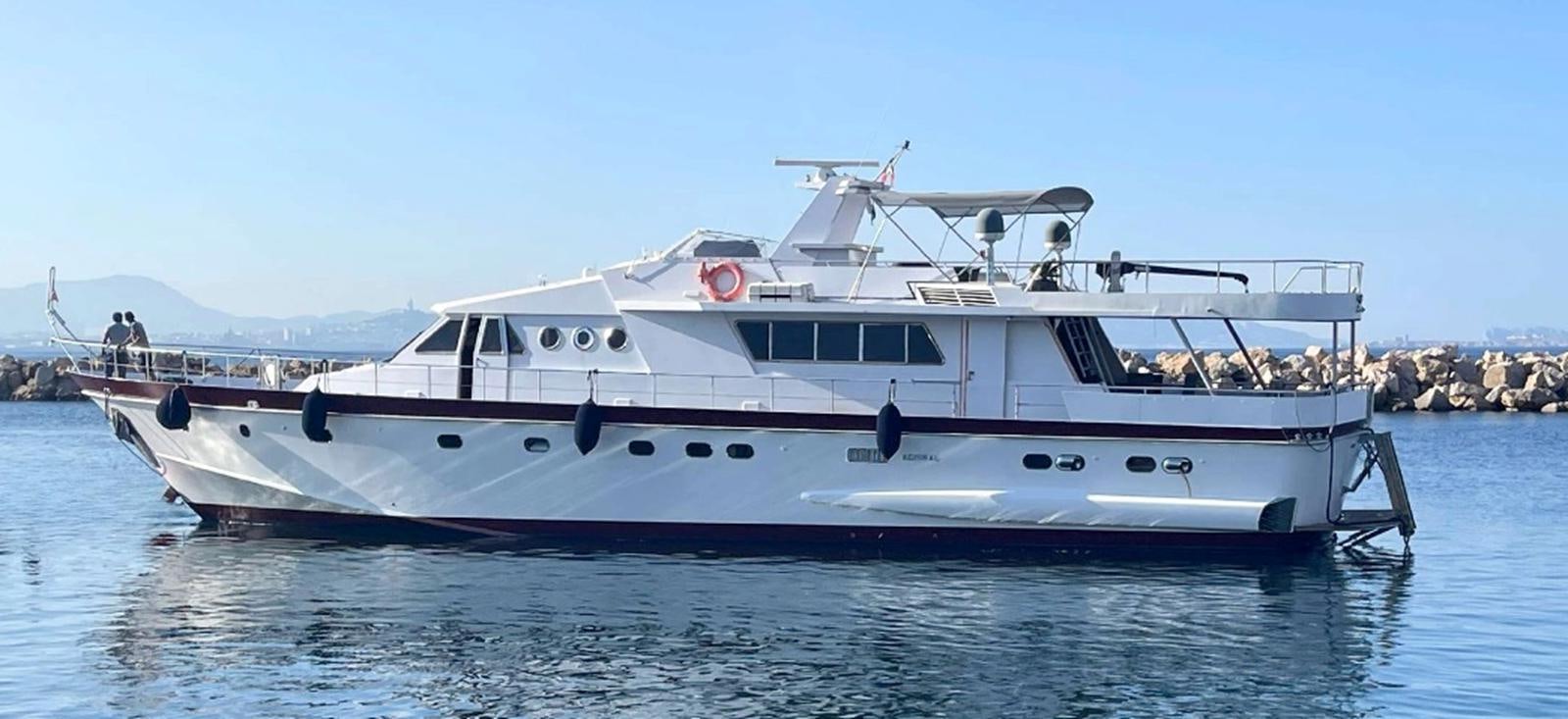 a white yacht on the water aboard SEA SEVEN Yacht for Sale