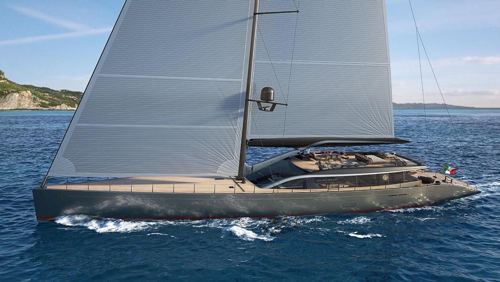 a boat in the water aboard PERINI NAVI 47M SLOOP Yacht for Sale
