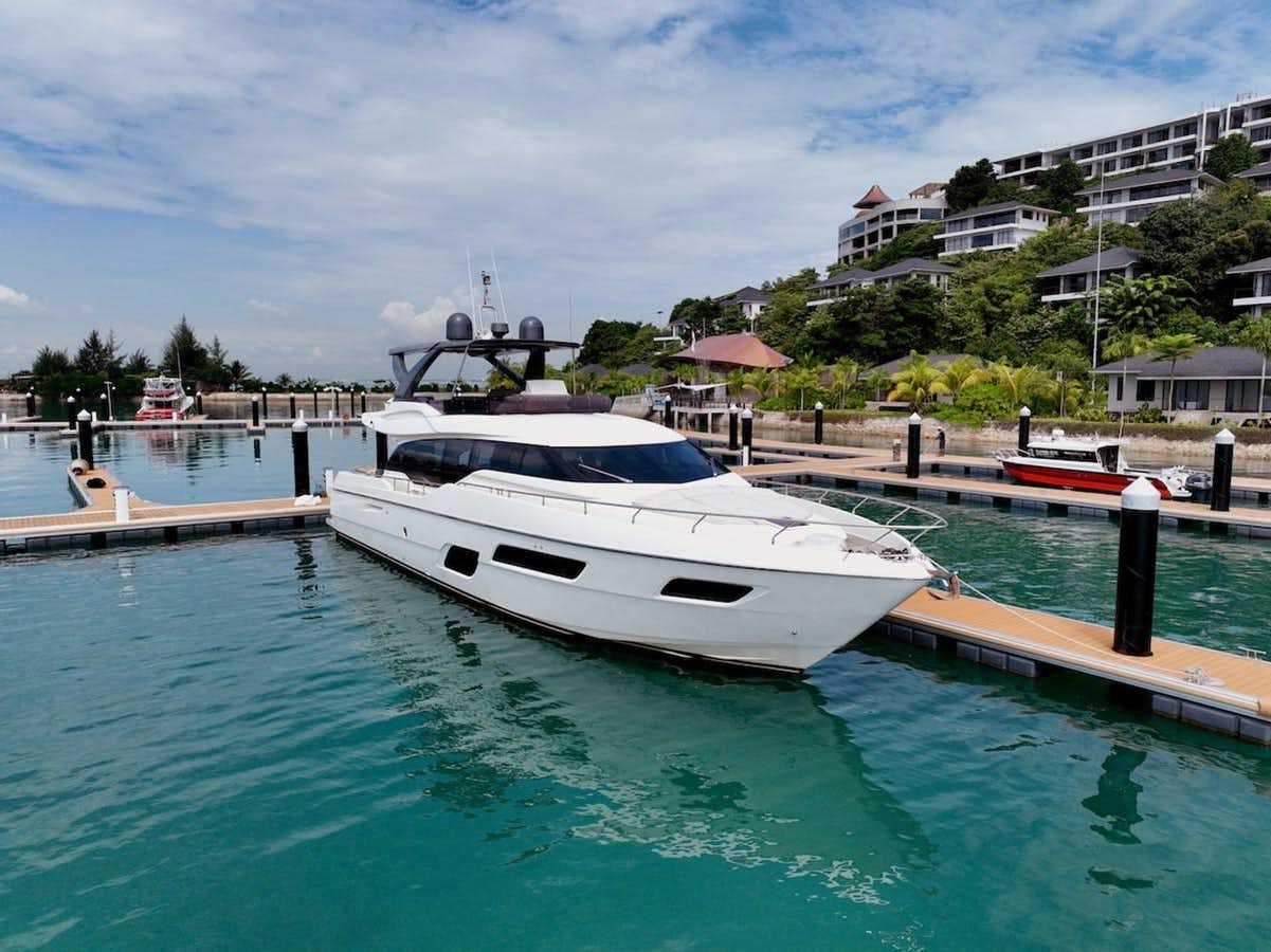 a boat docked at a pier aboard SONIA Yacht for Sale