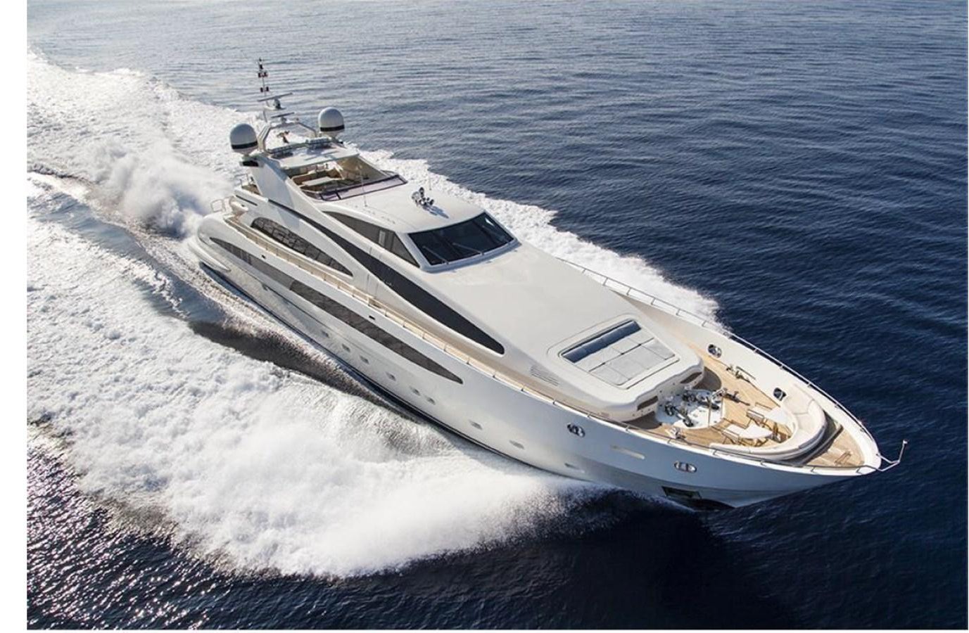 a white yacht on the water aboard LIBERDADE Yacht for Sale