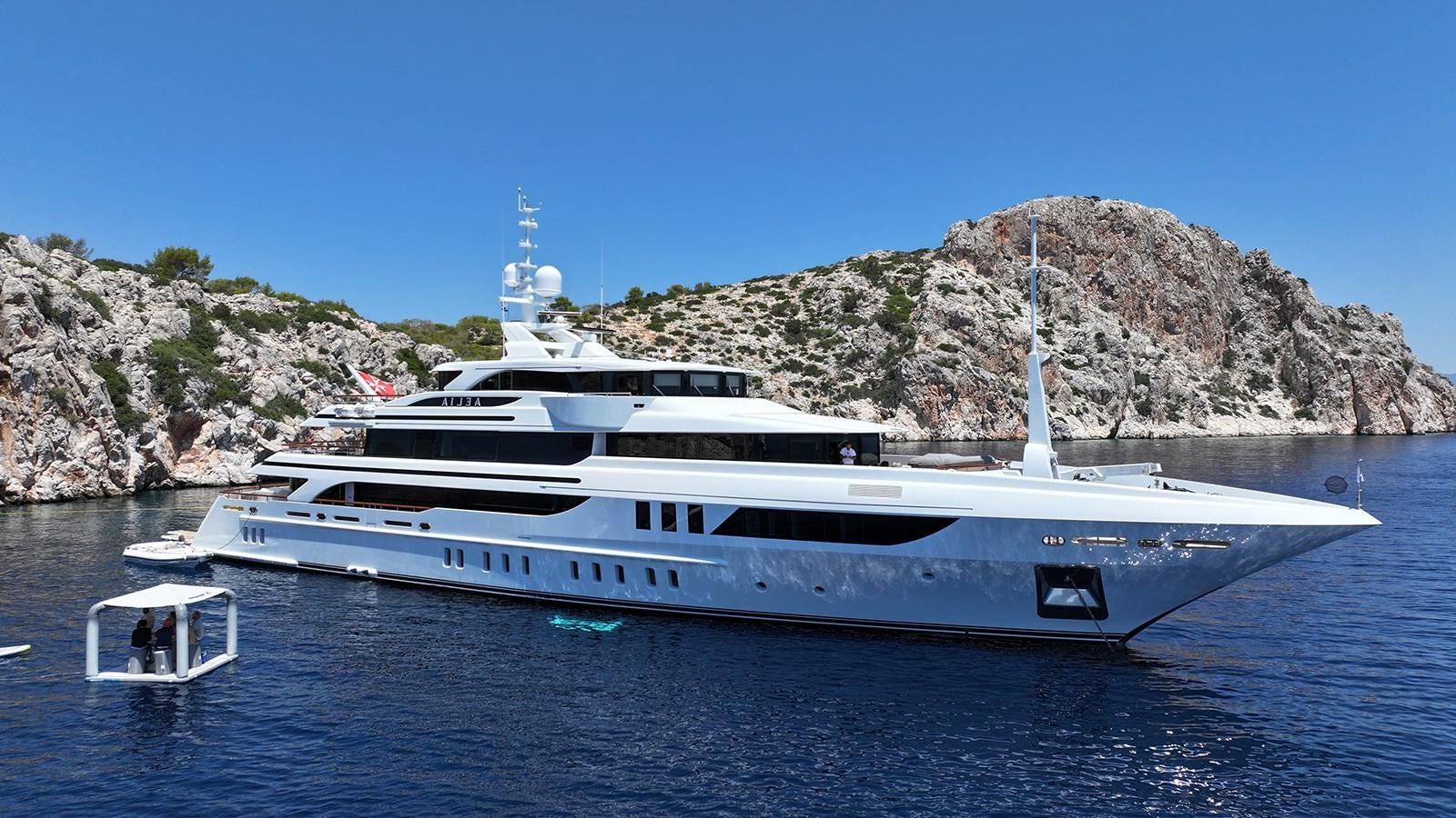 a boat on the water aboard AELIA Yacht for Sale