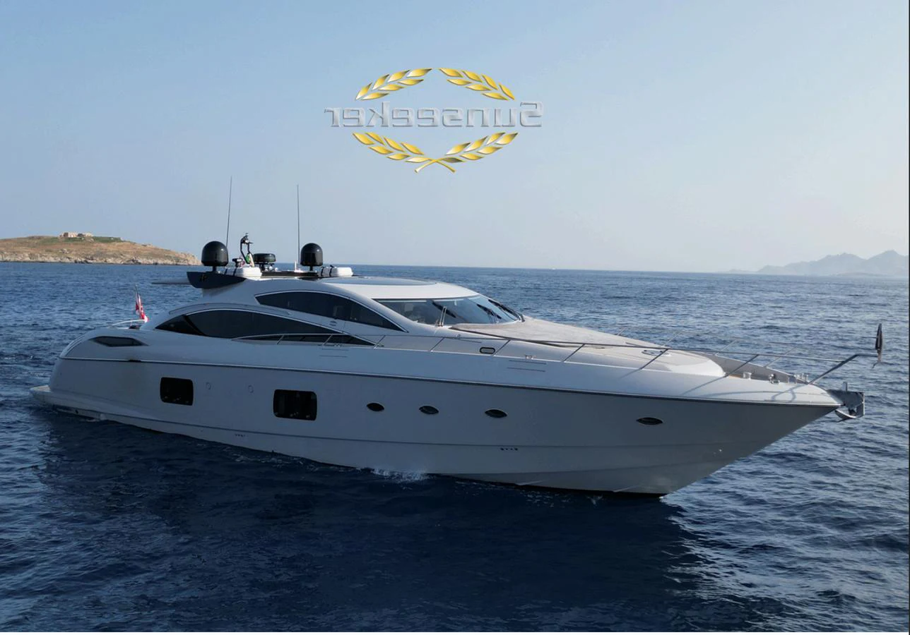 a white yacht on the water aboard LIGHT BLUE Yacht for Sale