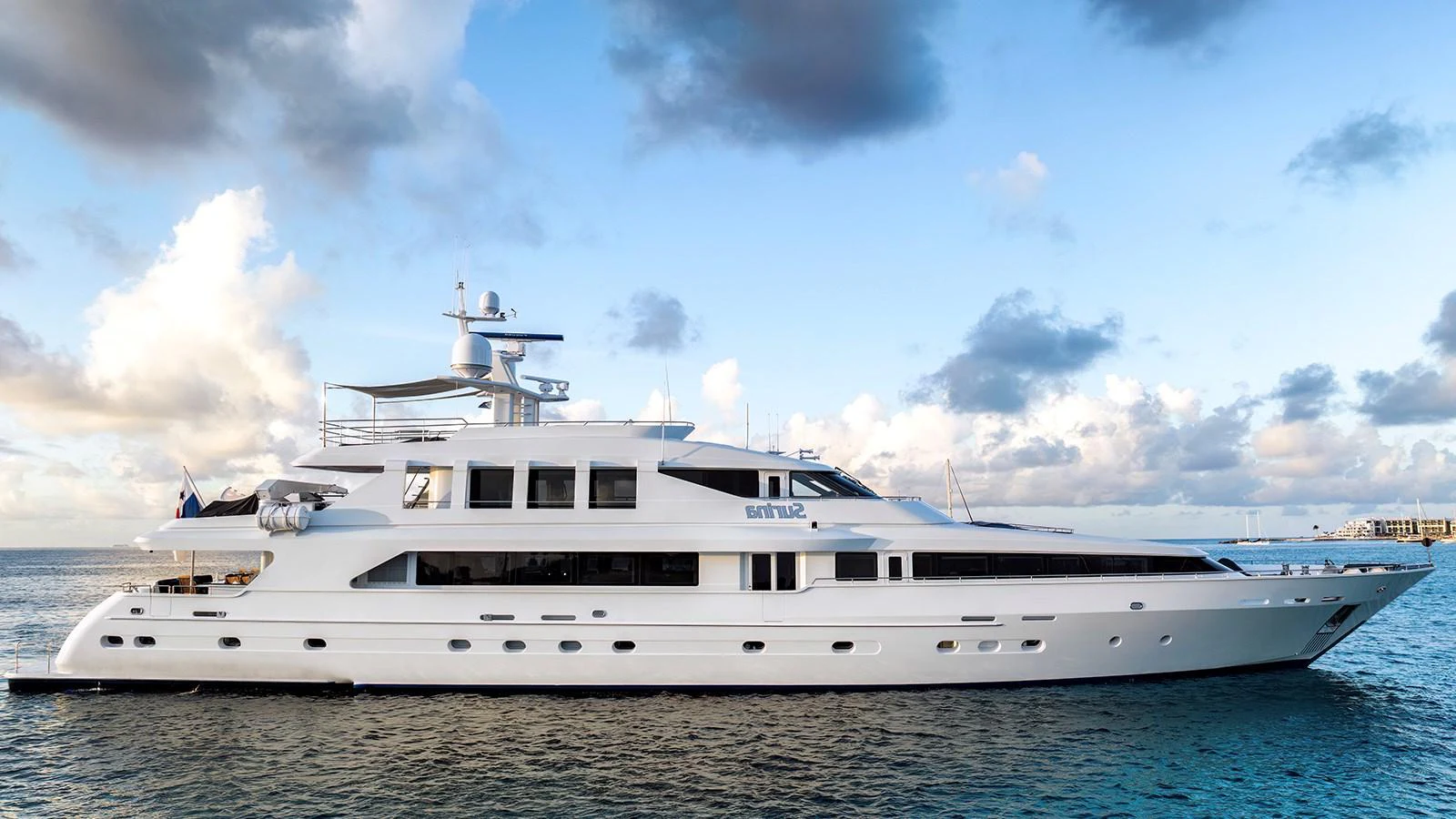 a large white yacht aboard SURINA Yacht for Sale