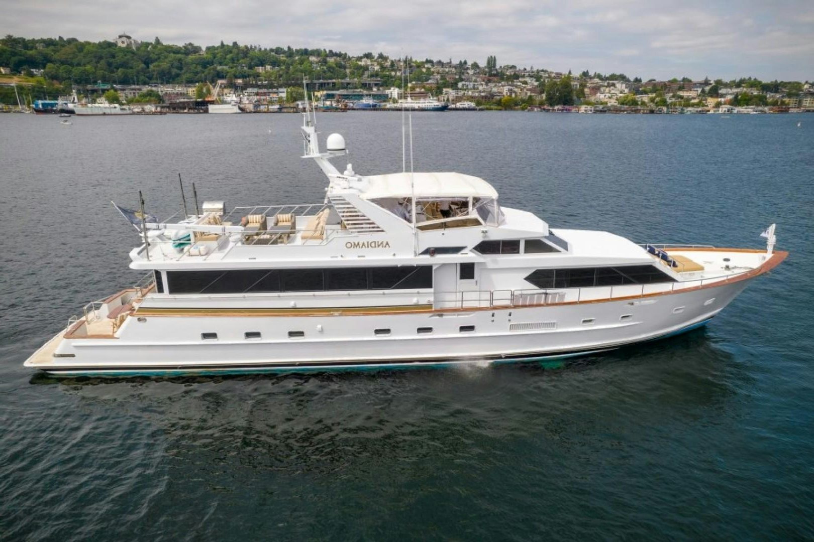 a large white yacht in the water aboard ANDIAMO Yacht for Sale