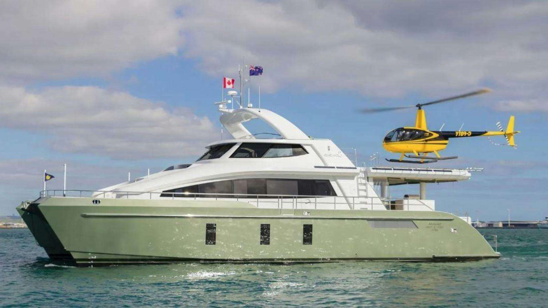 a helicopter on a boat aboard SAMARA Yacht for Sale