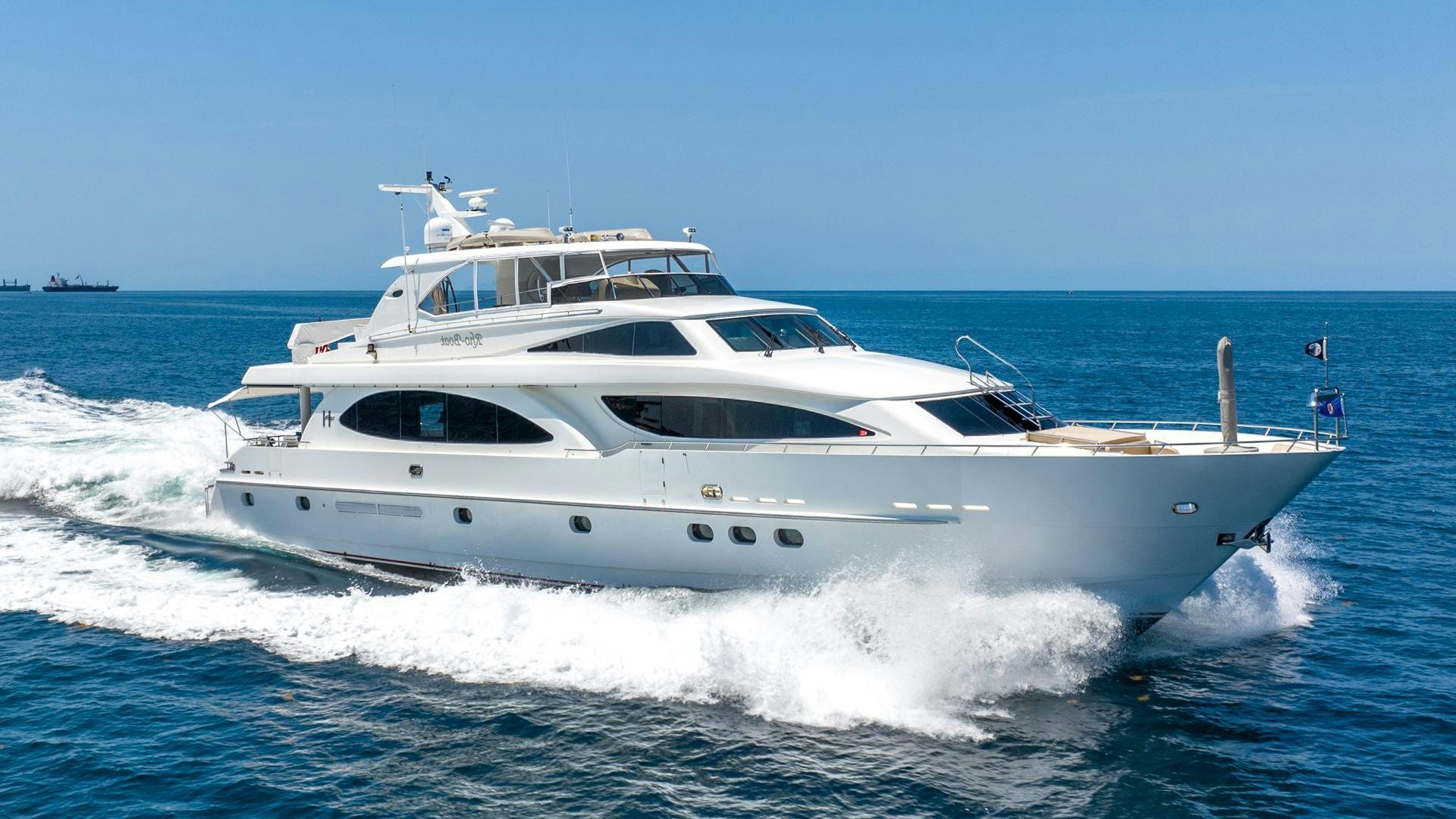 a white yacht on the water aboard RHO BOAT Yacht for Sale