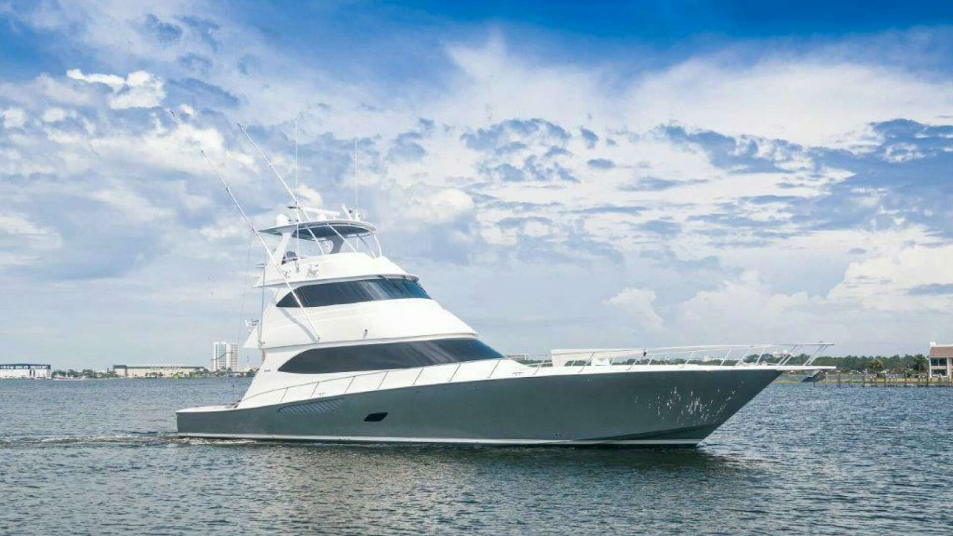 a white yacht in the water aboard BAREFOOT DRIVE Yacht for Sale