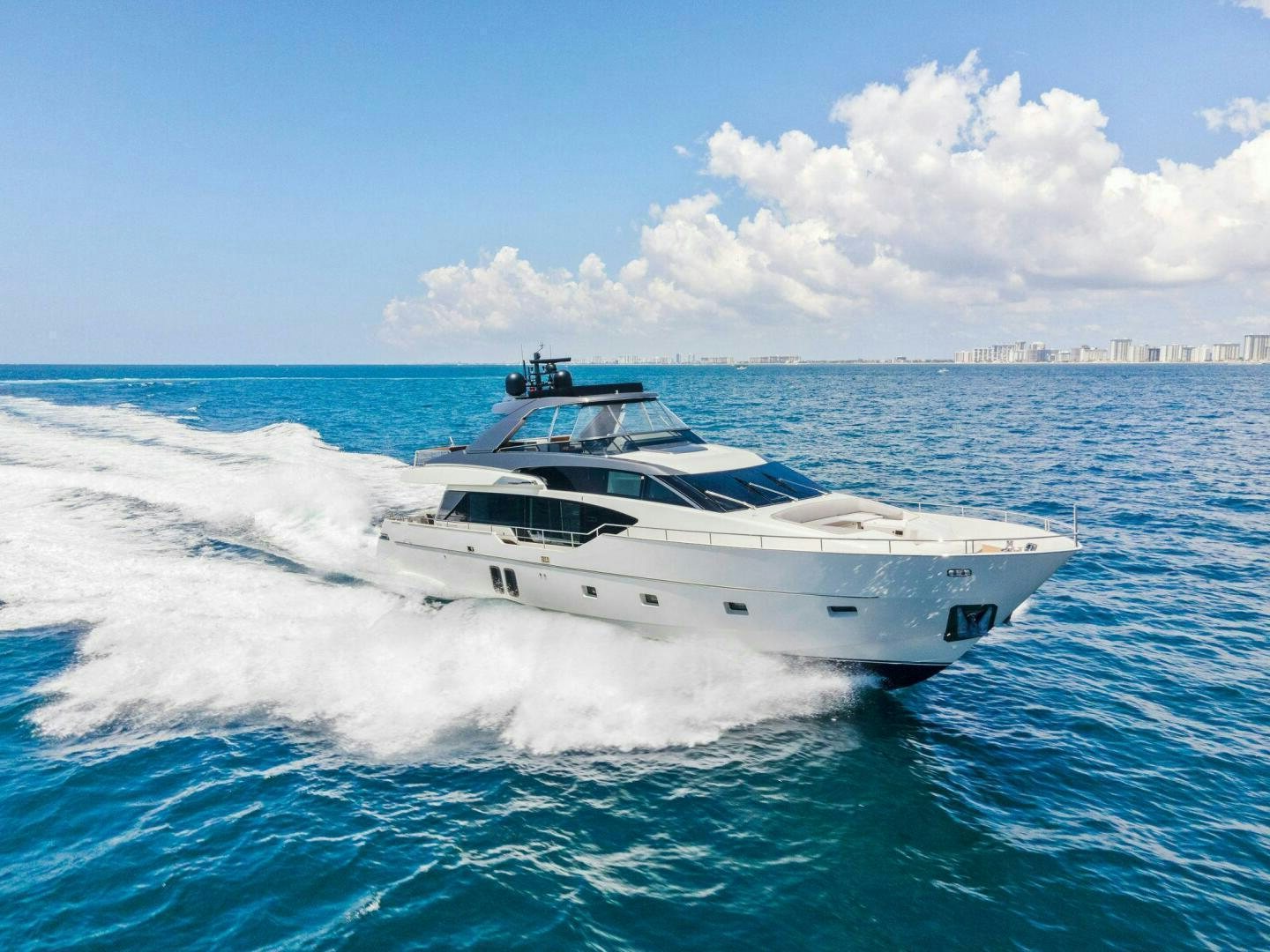 a white yacht on the water aboard SORI SAN LORENZO Yacht for Sale