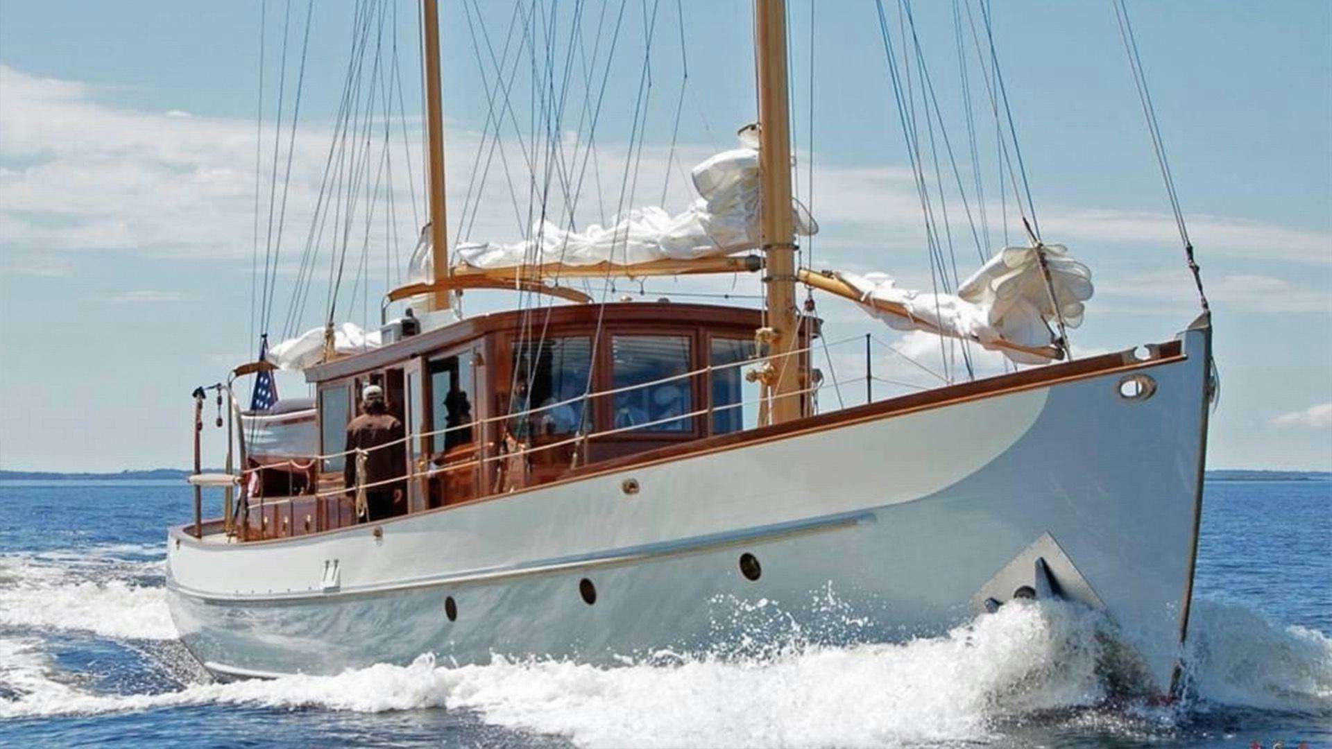 a boat on the water aboard TRADE WIND Yacht for Sale