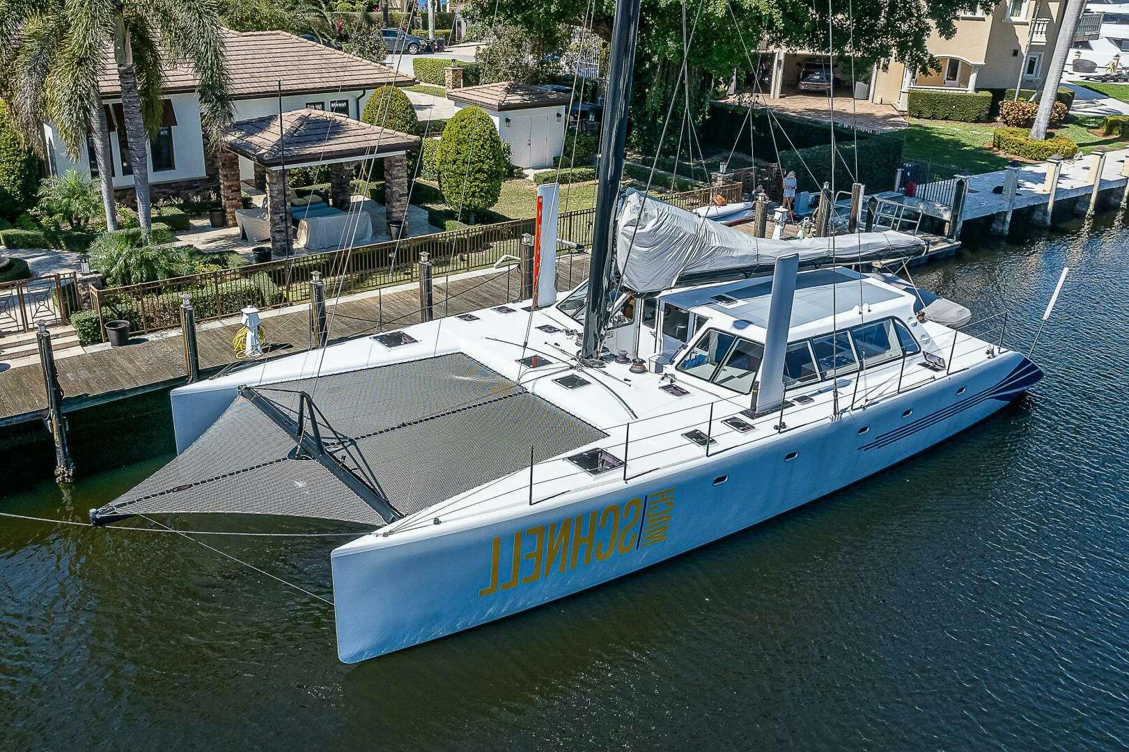 a boat in a harbor aboard MACH SCHNELL Yacht for Sale