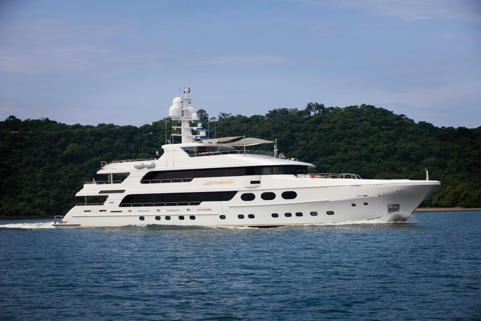 a white yacht on the water aboard REMEMBER WHEN Yacht for Sale