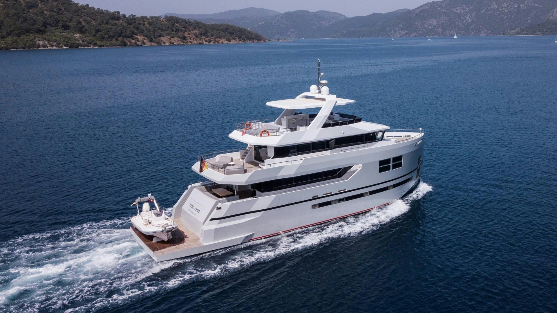 a boat on the water aboard BIG JOY Yacht for Sale