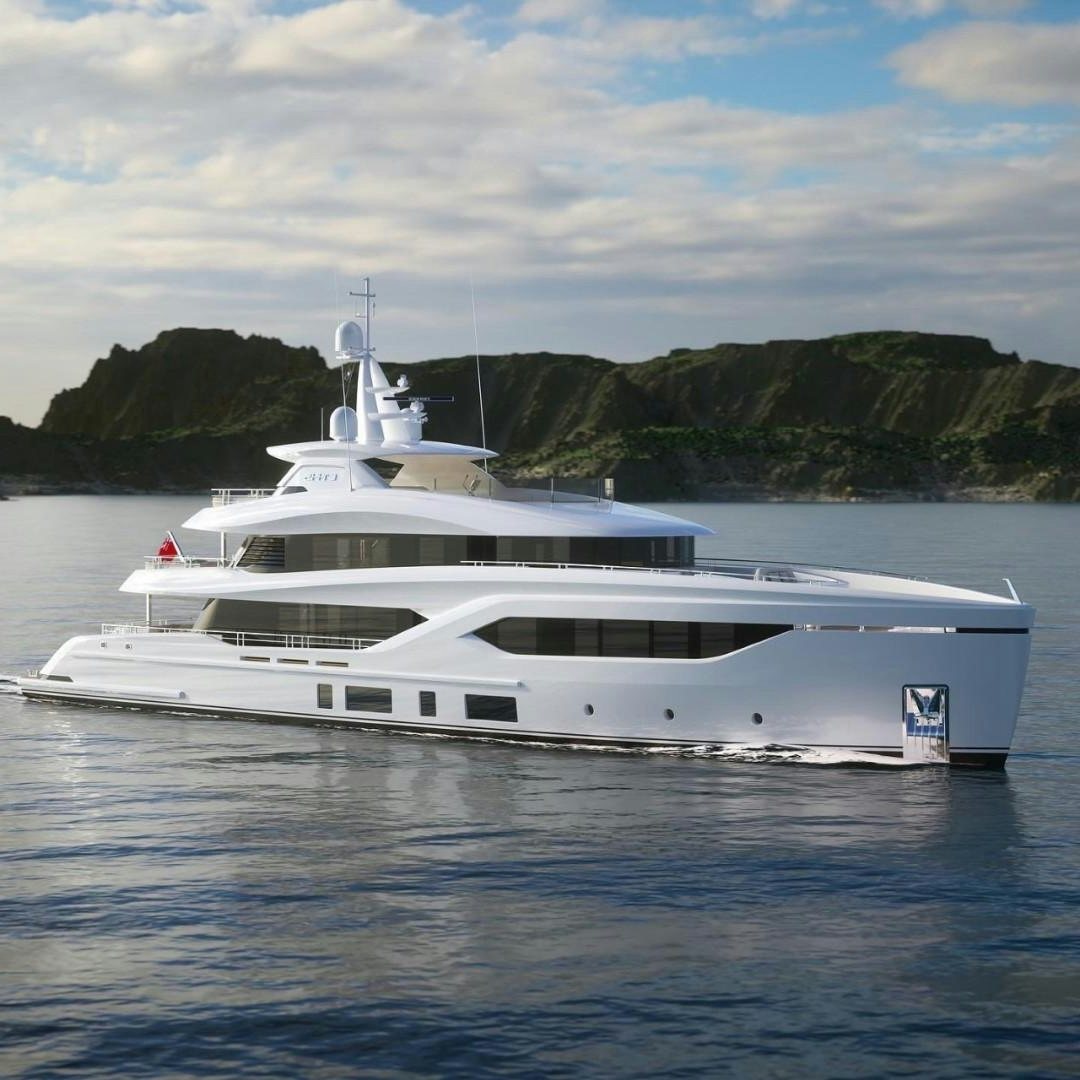 a white yacht on the water aboard EXTRA TIME Yacht for Sale