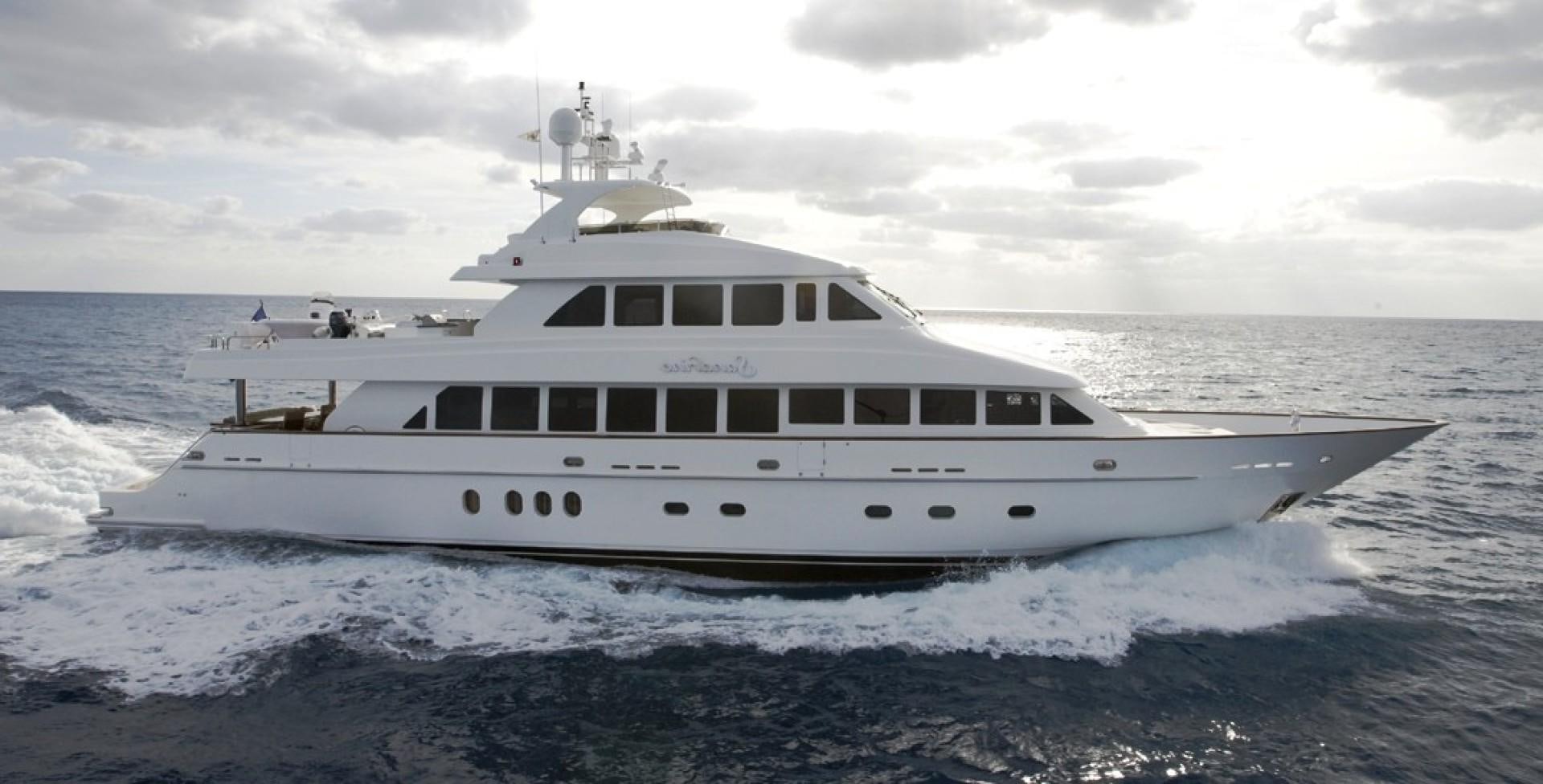 a white boat on the water aboard GLEN ELLEN Yacht for Sale