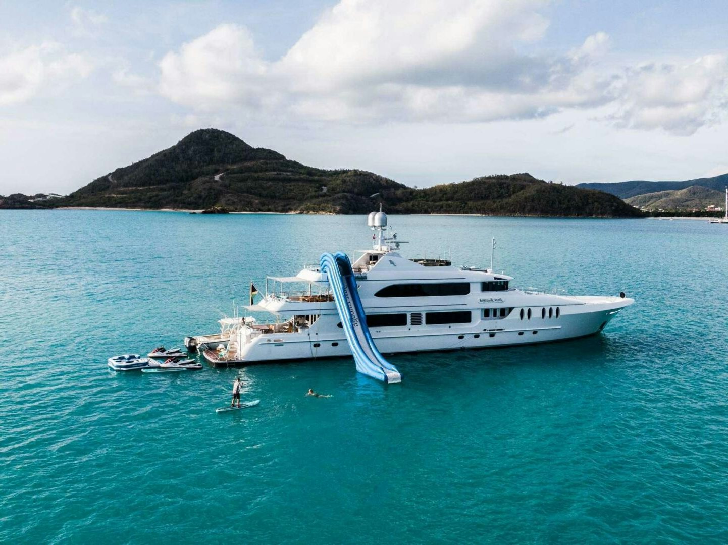 a boat in the water aboard JUST ENOUGH Yacht for Sale