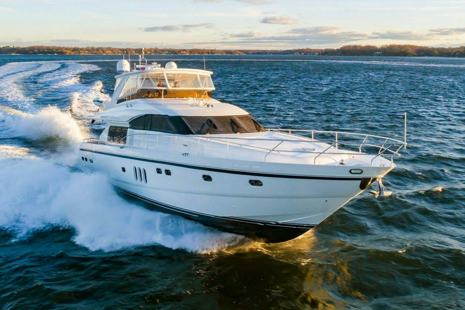a white yacht on the water aboard ANDREA'S REVENGE Yacht for Sale
