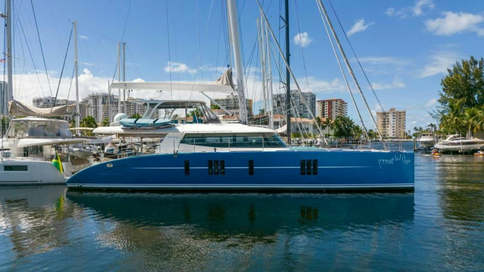 a boat in a harbor aboard WILDBERRY Yacht for Sale
