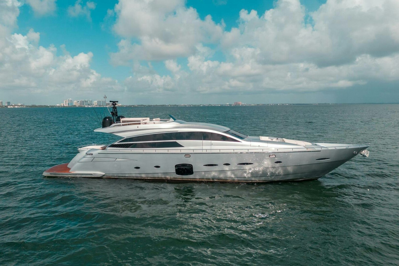 a white yacht in the water aboard CERSEI Yacht for Sale