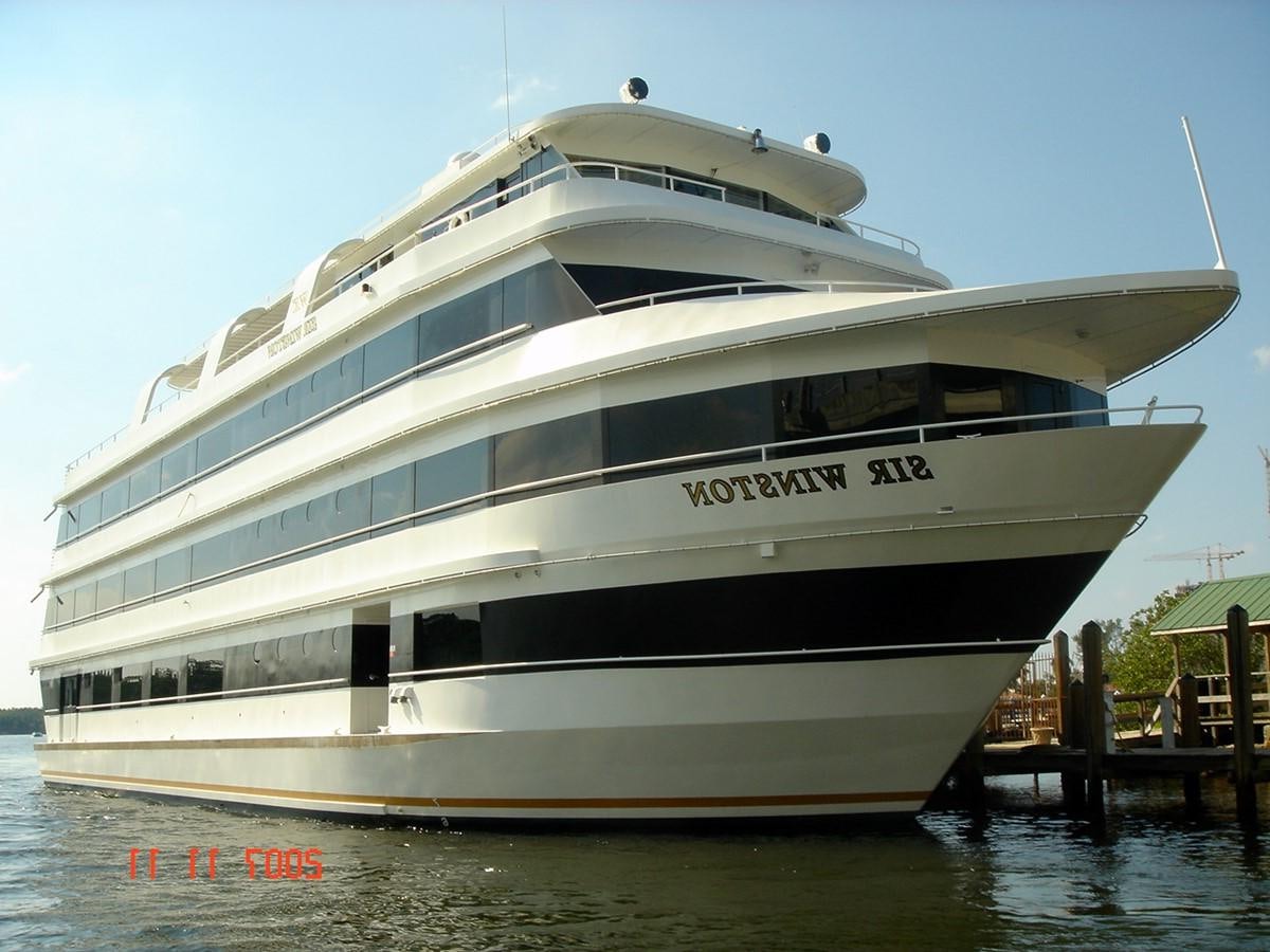 a large white yacht aboard SIR WINSTON Yacht for Sale