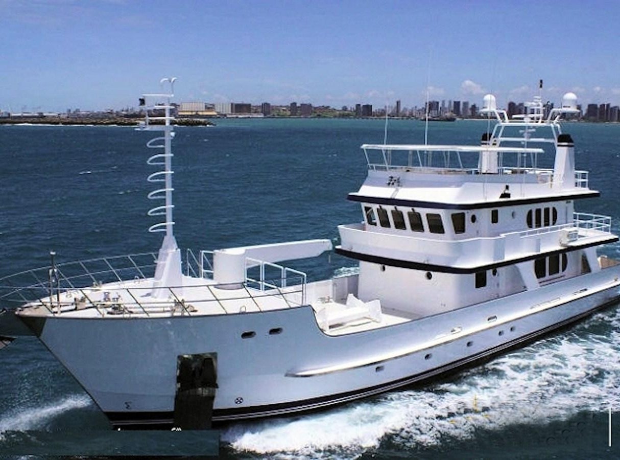 a white boat in the water aboard VICTORIA A Yacht for Sale