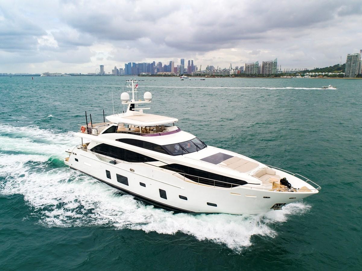 a white yacht in the water aboard THE SPIRIT OF ELIJAH Yacht for Sale