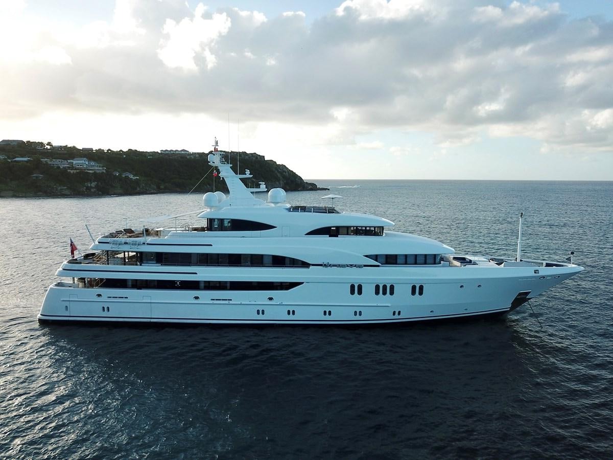 a white yacht in the water aboard MARGUERITE Yacht for Sale