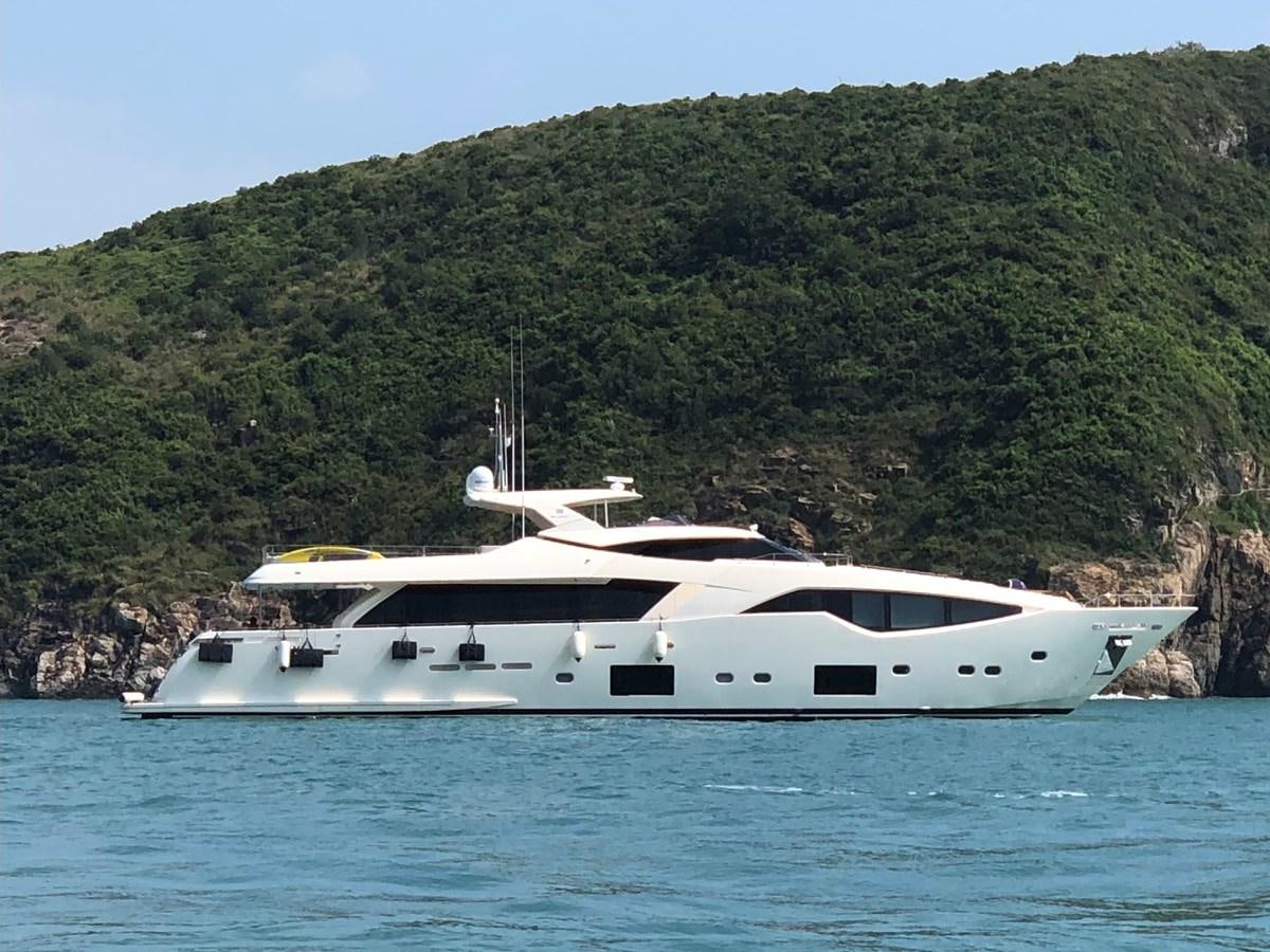a boat on the water aboard CUSTOM LINE 108 Yacht for Sale