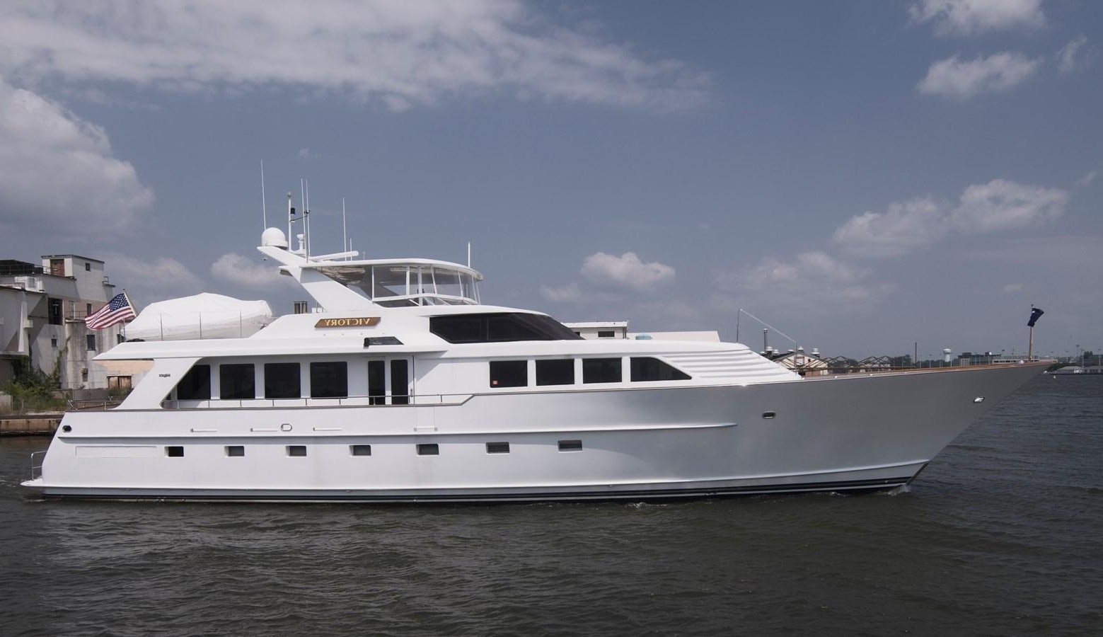 a large white yacht aboard VICTORY Yacht for Sale