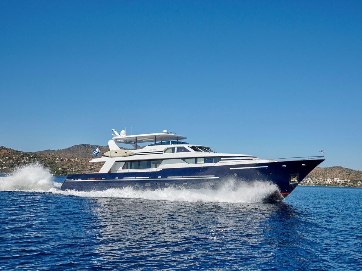 a boat on the water aboard MIA ZOI Yacht for Sale