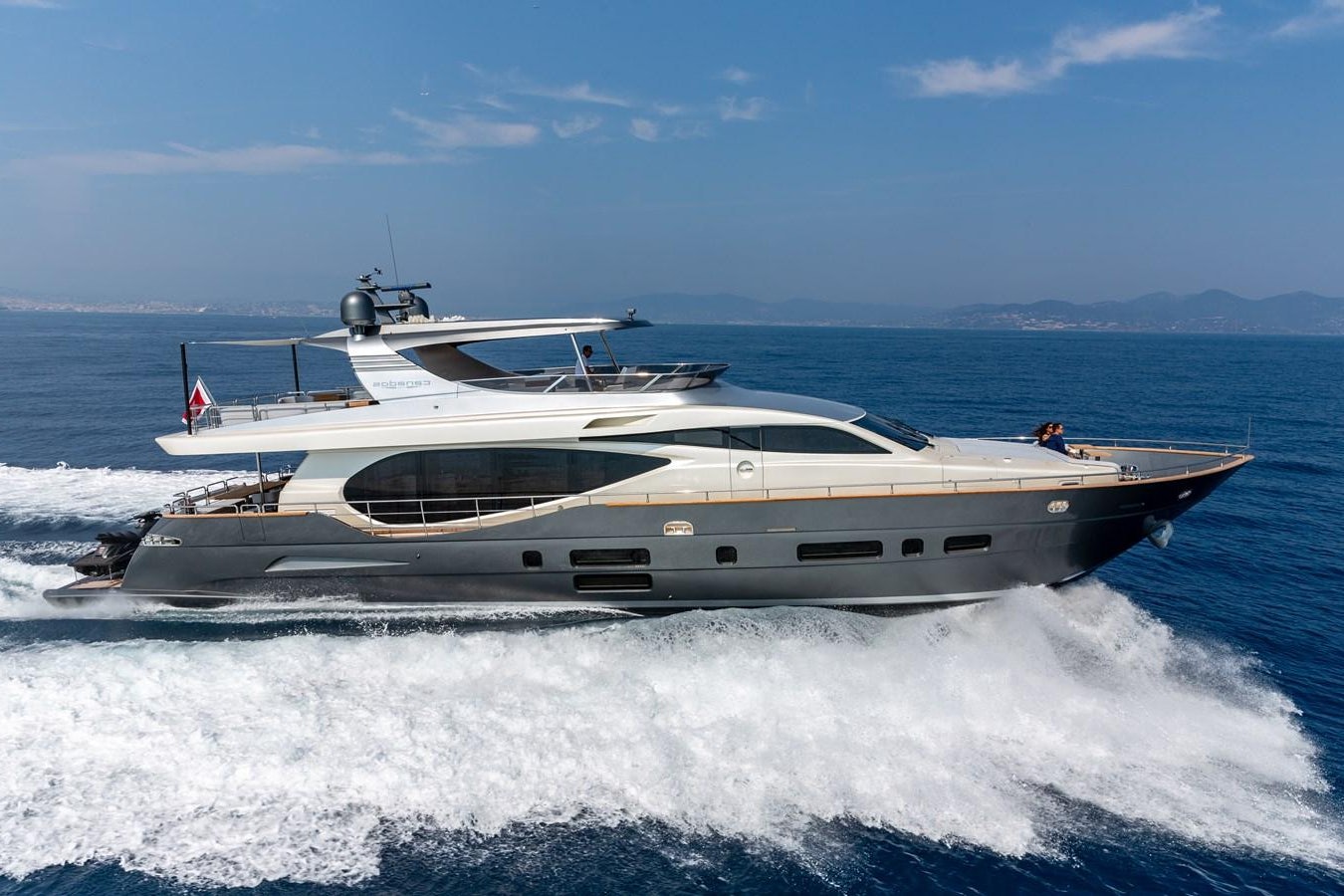 a boat on the water aboard NEW CANADOS 888 EVO Yacht for Sale