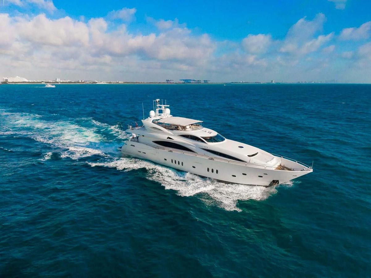 a white yacht in the water aboard 105 MOTOR Yacht for Sale