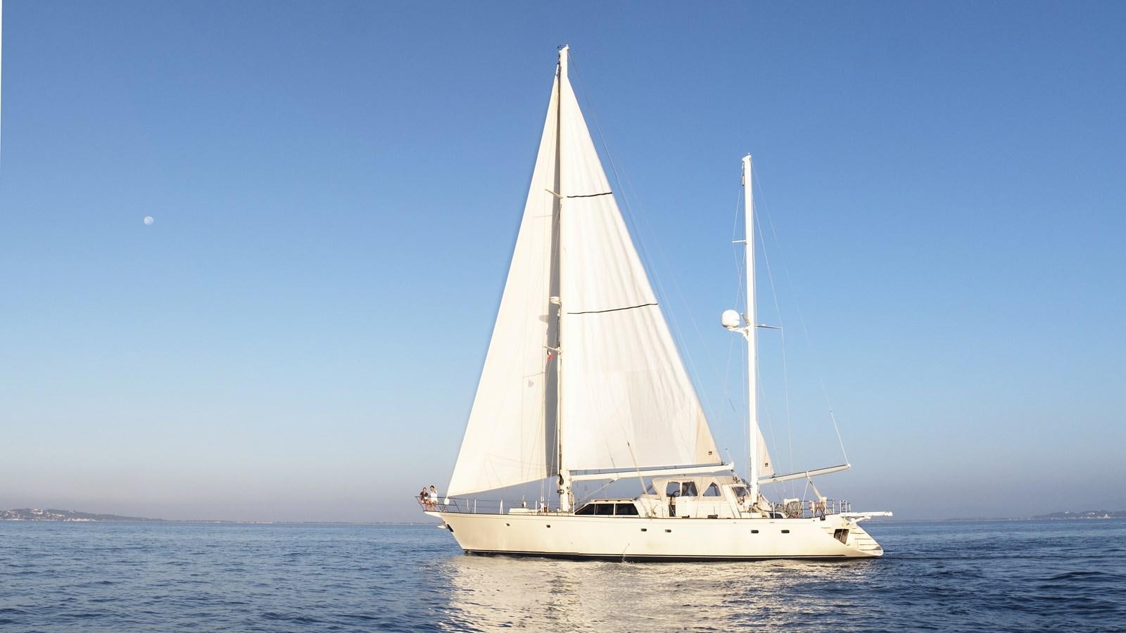 a white sailboat on the water aboard LADY FLORE Yacht for Sale