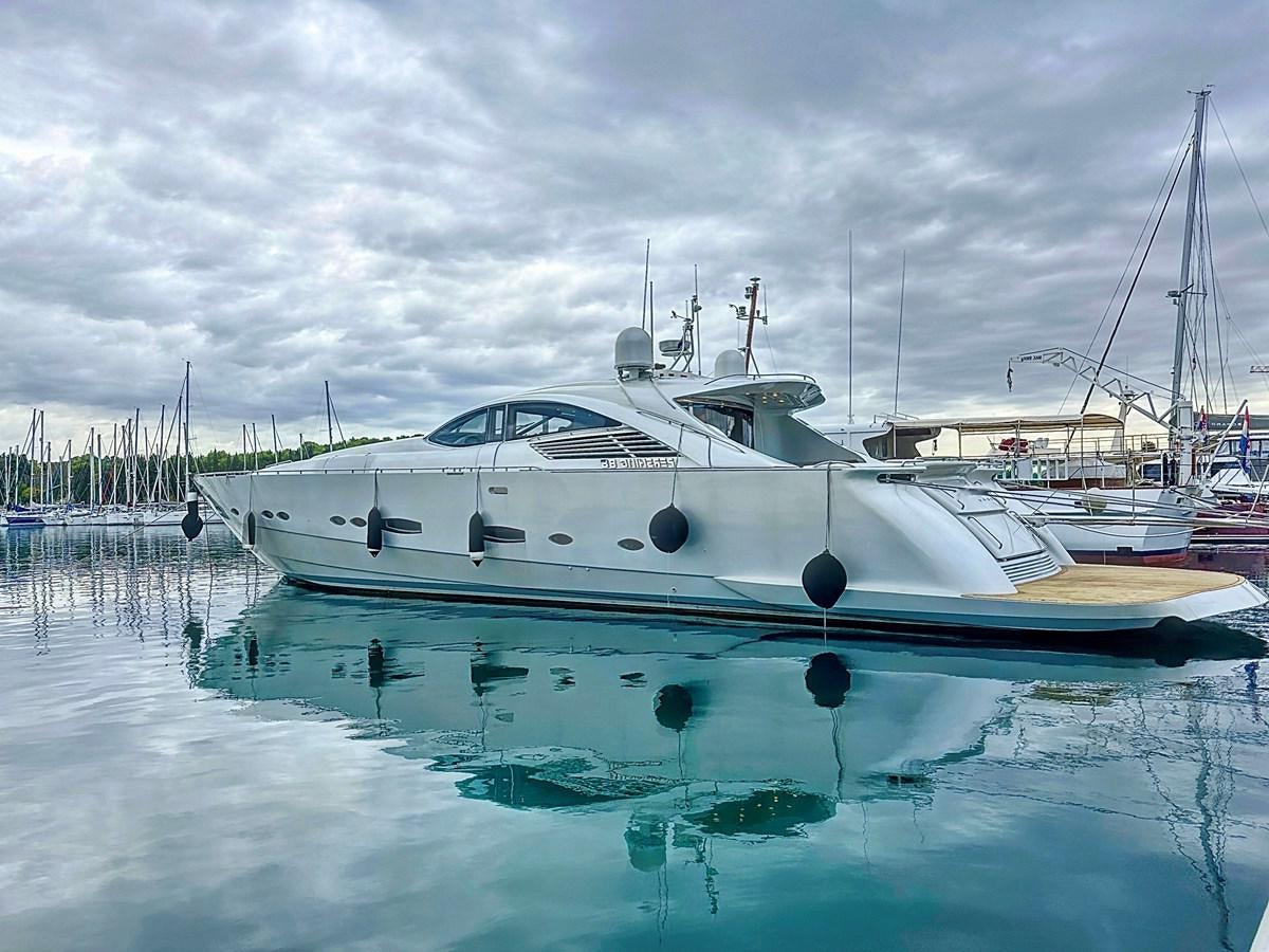 a white boat in the water aboard NAUTILUS Yacht for Sale