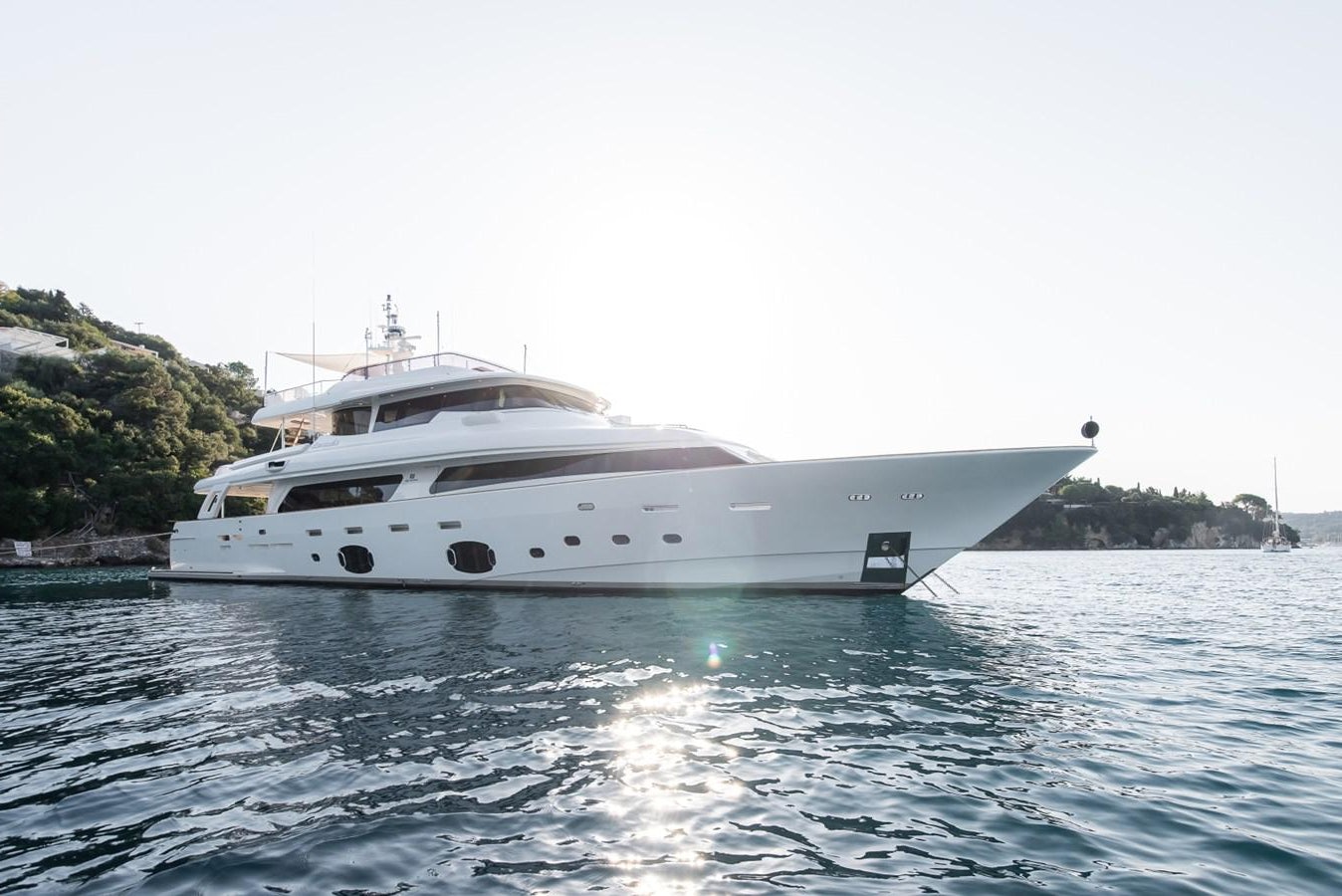a white yacht on the water aboard DALOLI Yacht for Sale