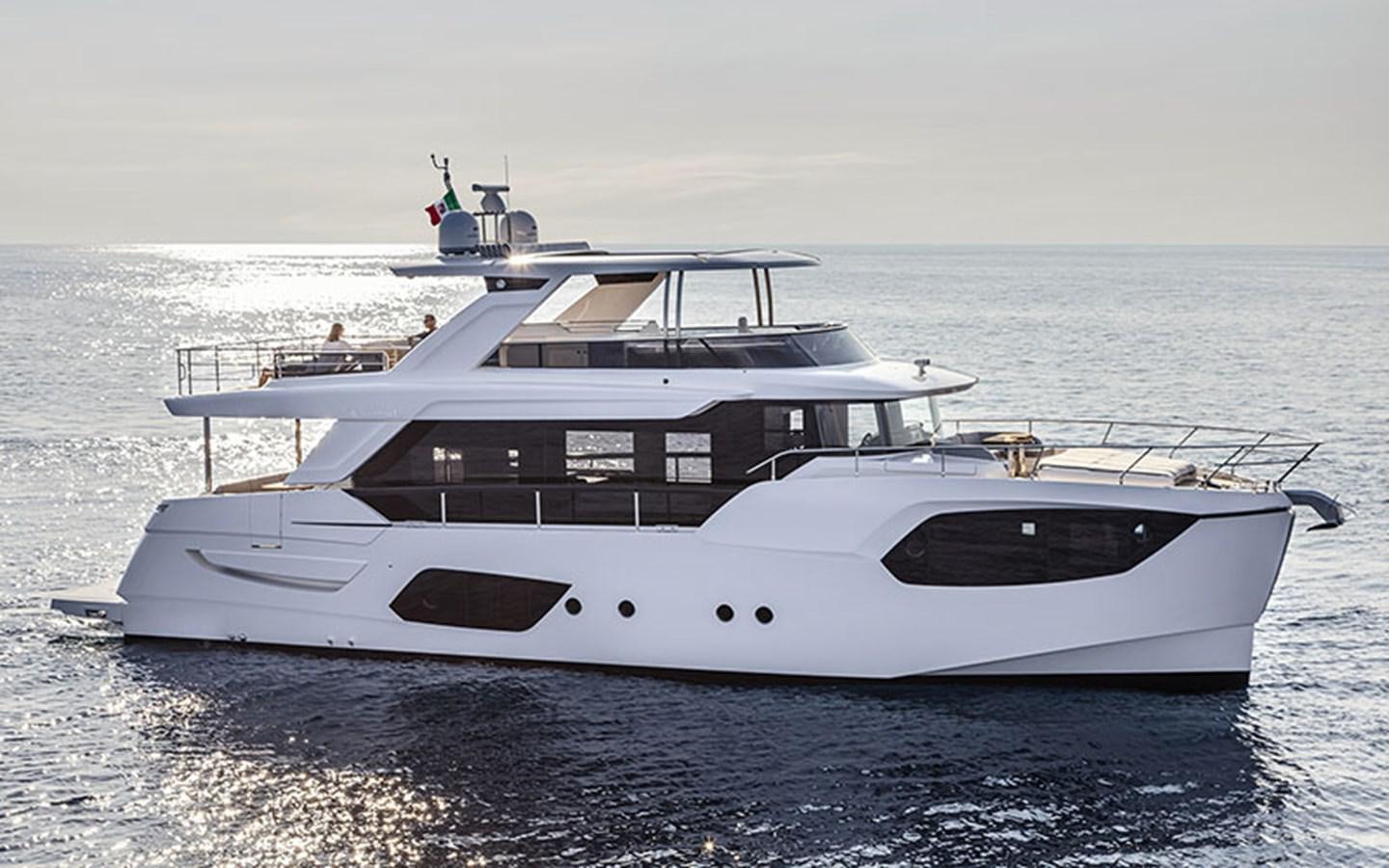 a white yacht in the water aboard A4A Yacht for Sale