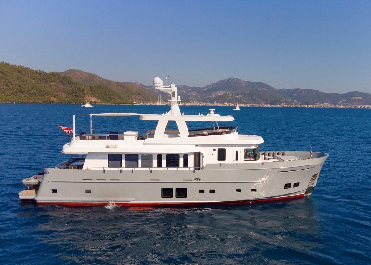 a boat on the water aboard MURAL 85 Yacht for Sale