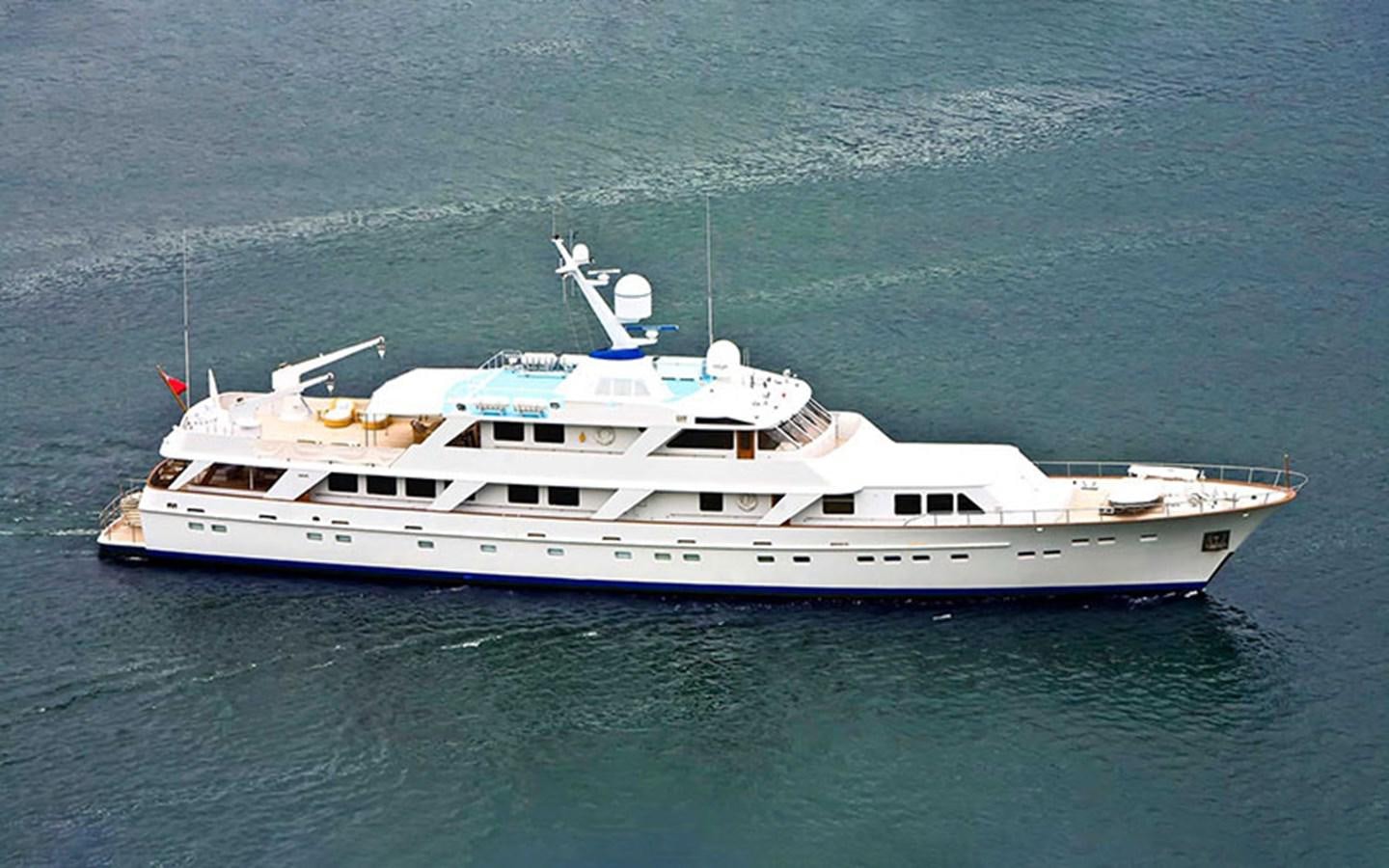 a white yacht in the water aboard NOSTALGIA Yacht for Sale