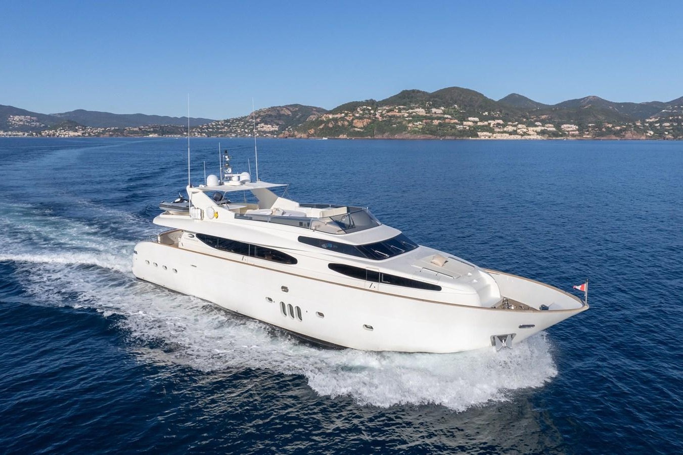 a white yacht on the water aboard BEIJA FLORE Yacht for Sale
