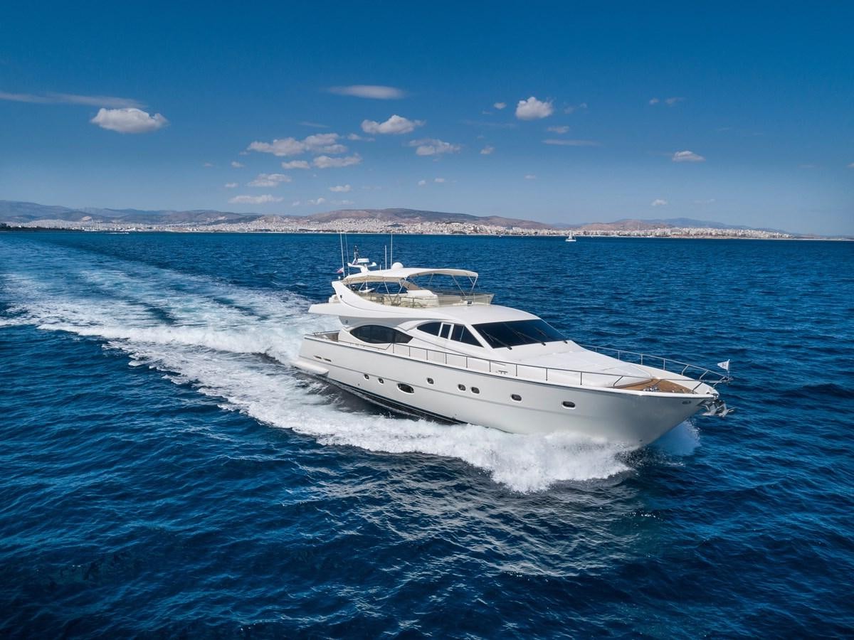 a white yacht on the water aboard HARVESTER Yacht for Sale