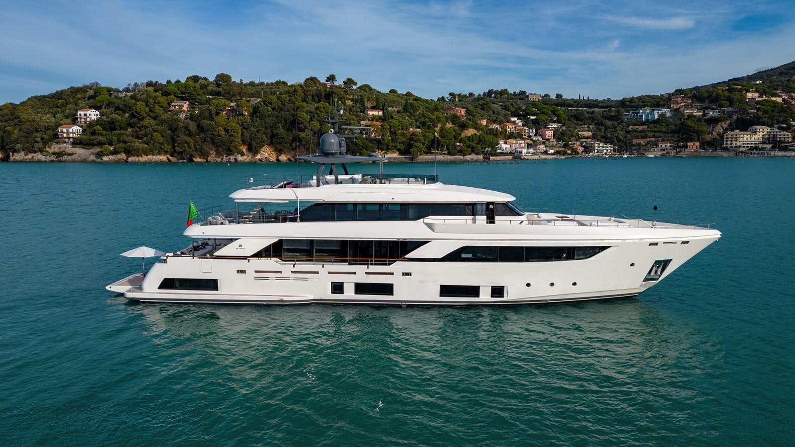 a white yacht in the water aboard FRANGELO Yacht for Sale