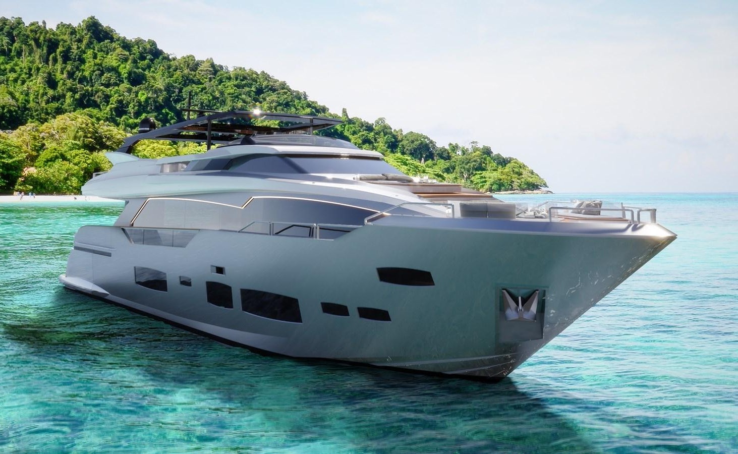 a white boat in the water aboard L88 Yacht for Sale