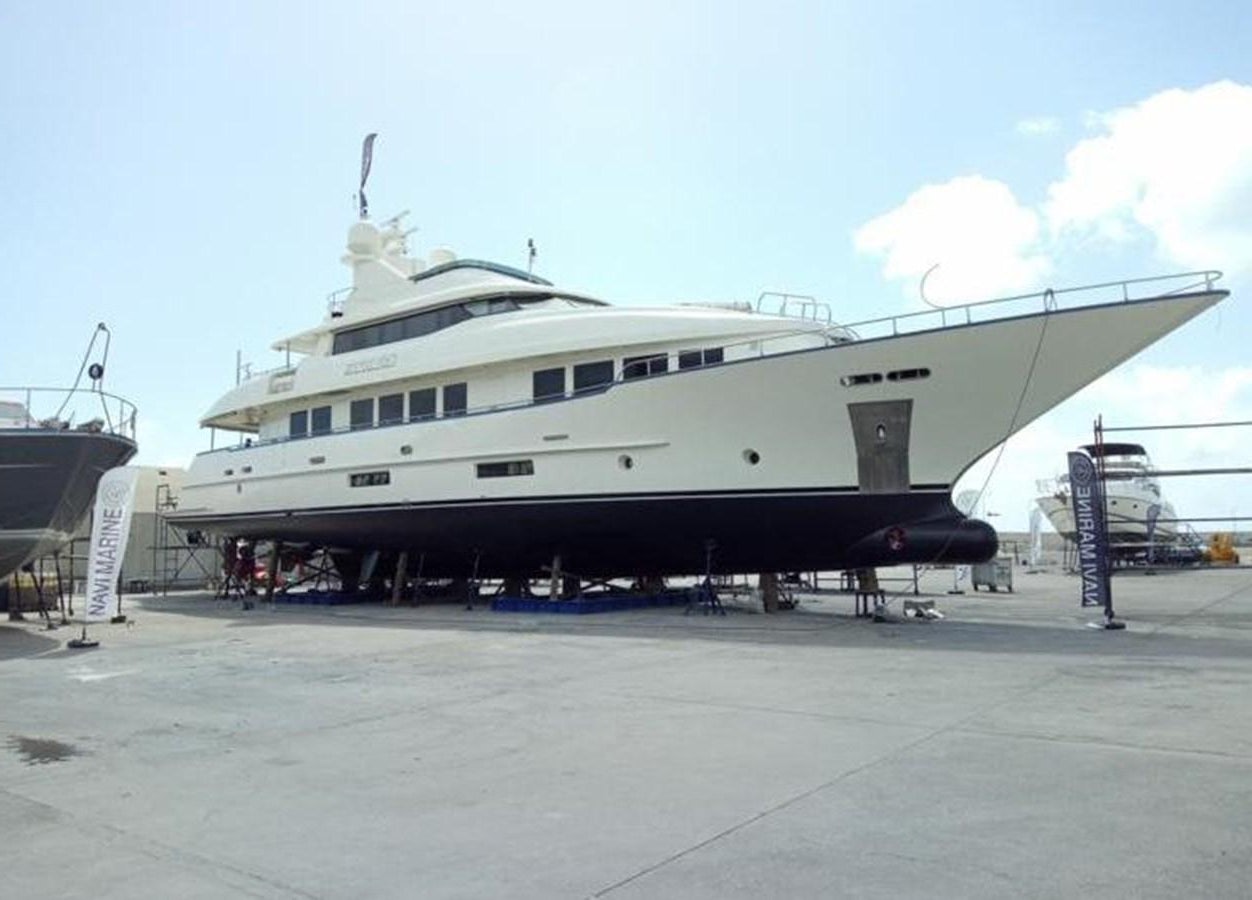 a large white boat aboard WHISPER Yacht for Sale