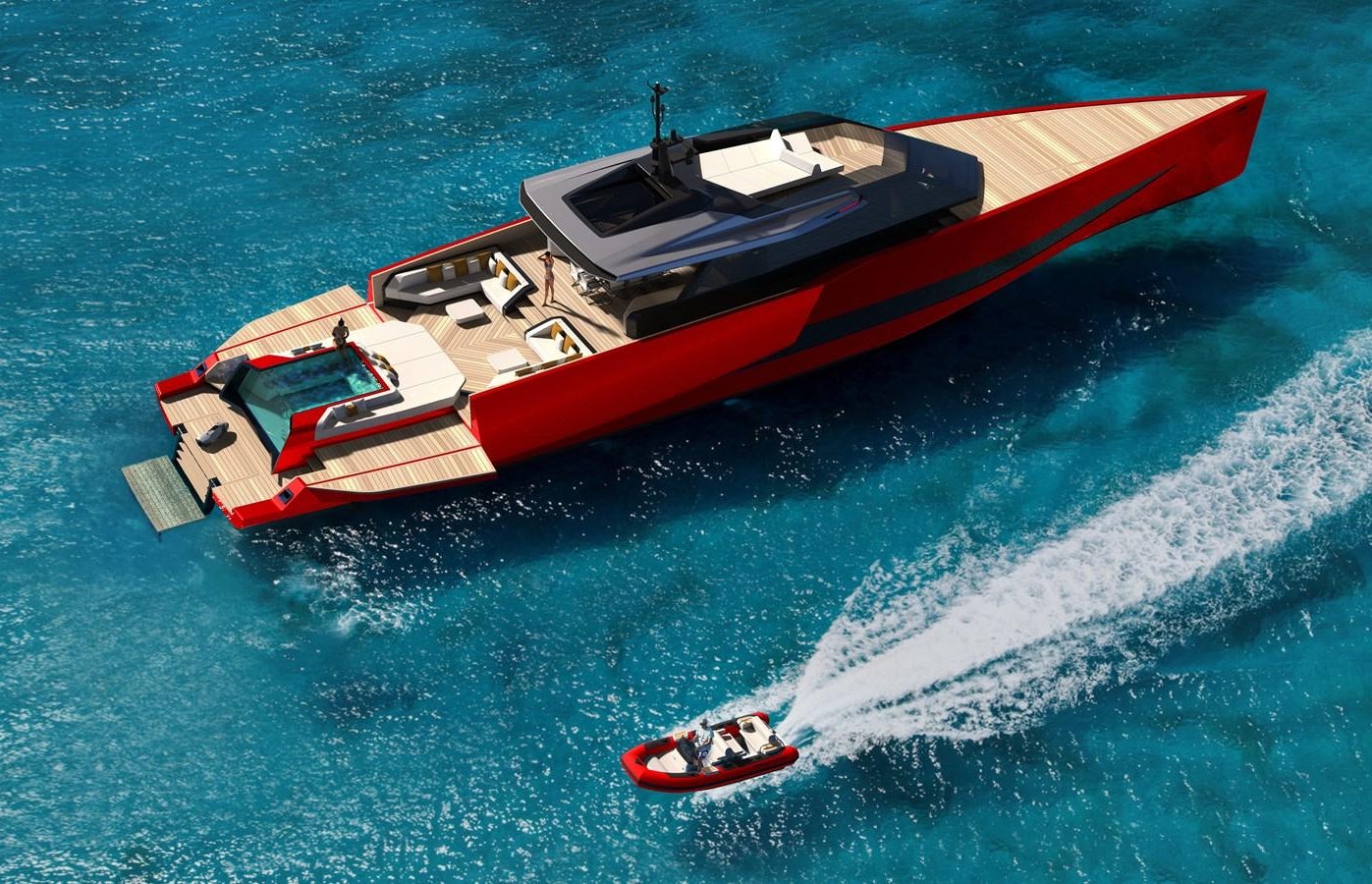 a boat on the water aboard TRIBALE ESSENCE 125 Yacht for Sale
