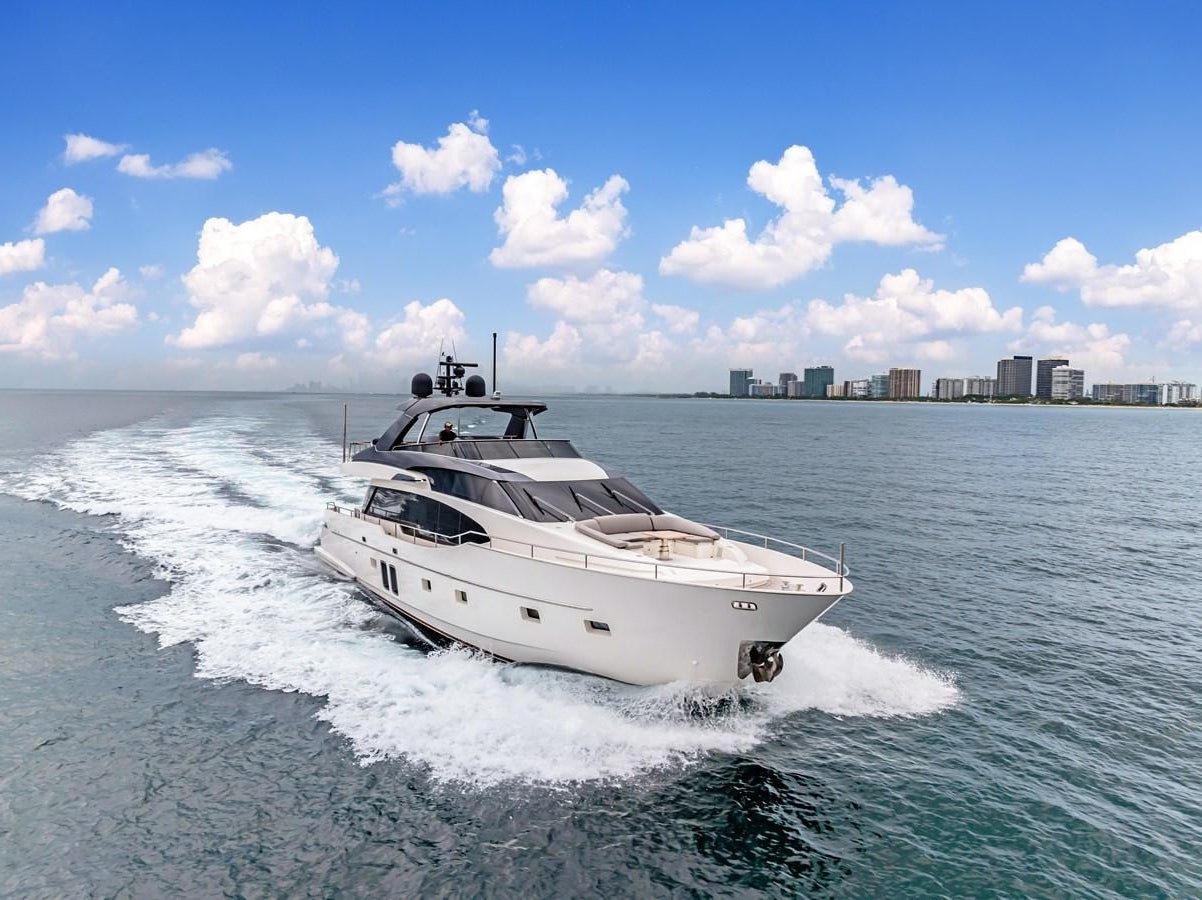 a white boat on the water aboard 2018 SANLORENZO SL78 Yacht for Sale