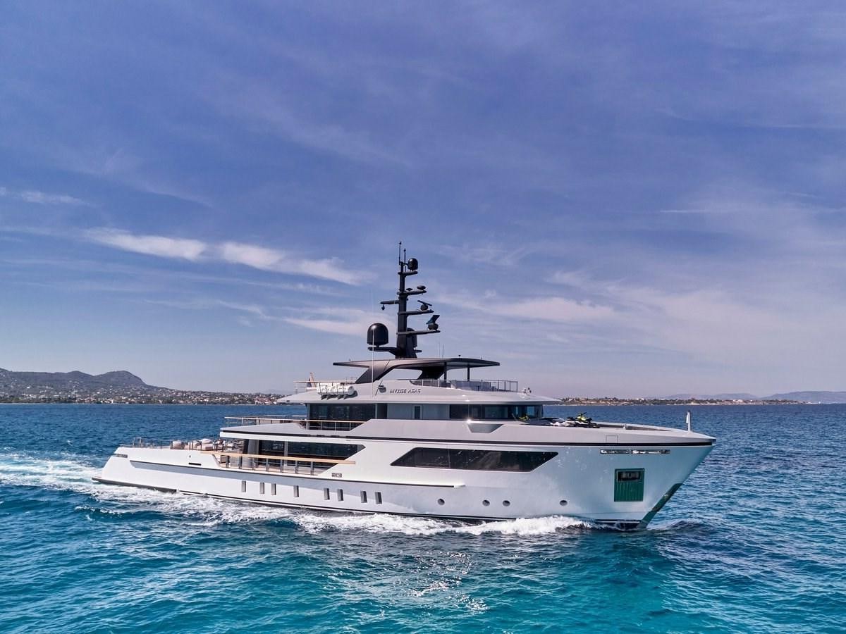 a white boat in the water aboard PARA BELLUM Yacht for Sale