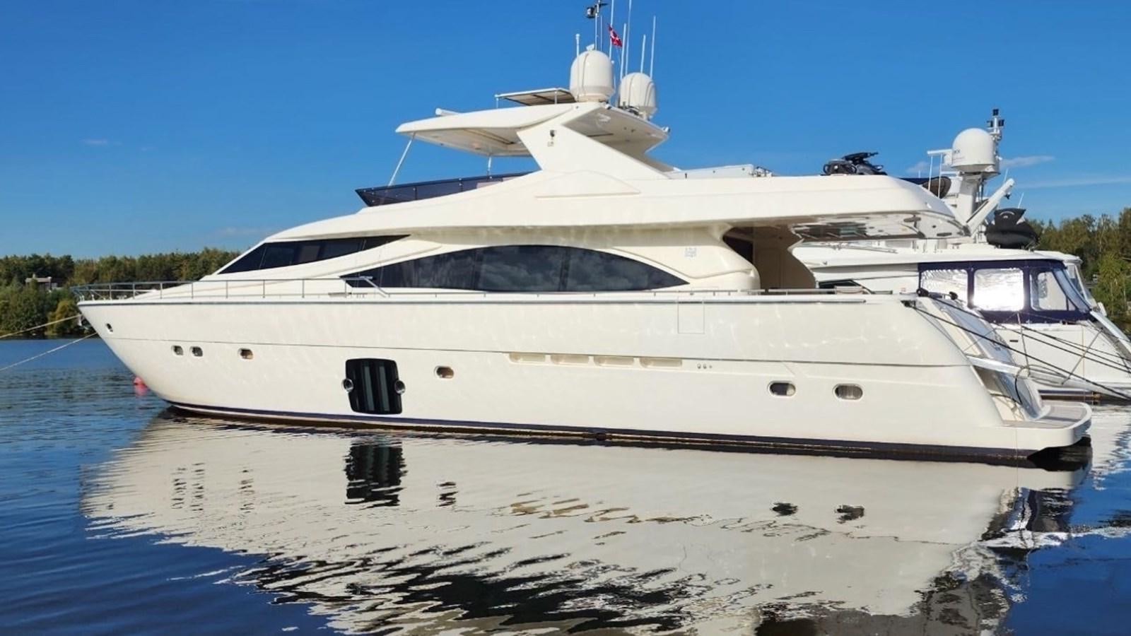 a white yacht on the water aboard FERRETTI 870 Yacht for Sale