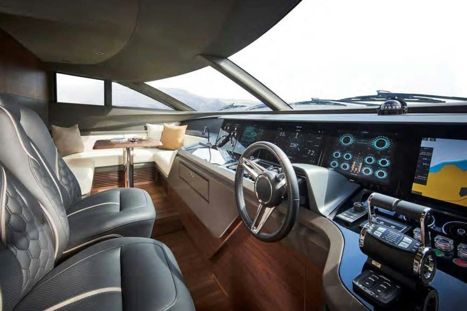inside of a car aboard Y85 Yacht for Sale