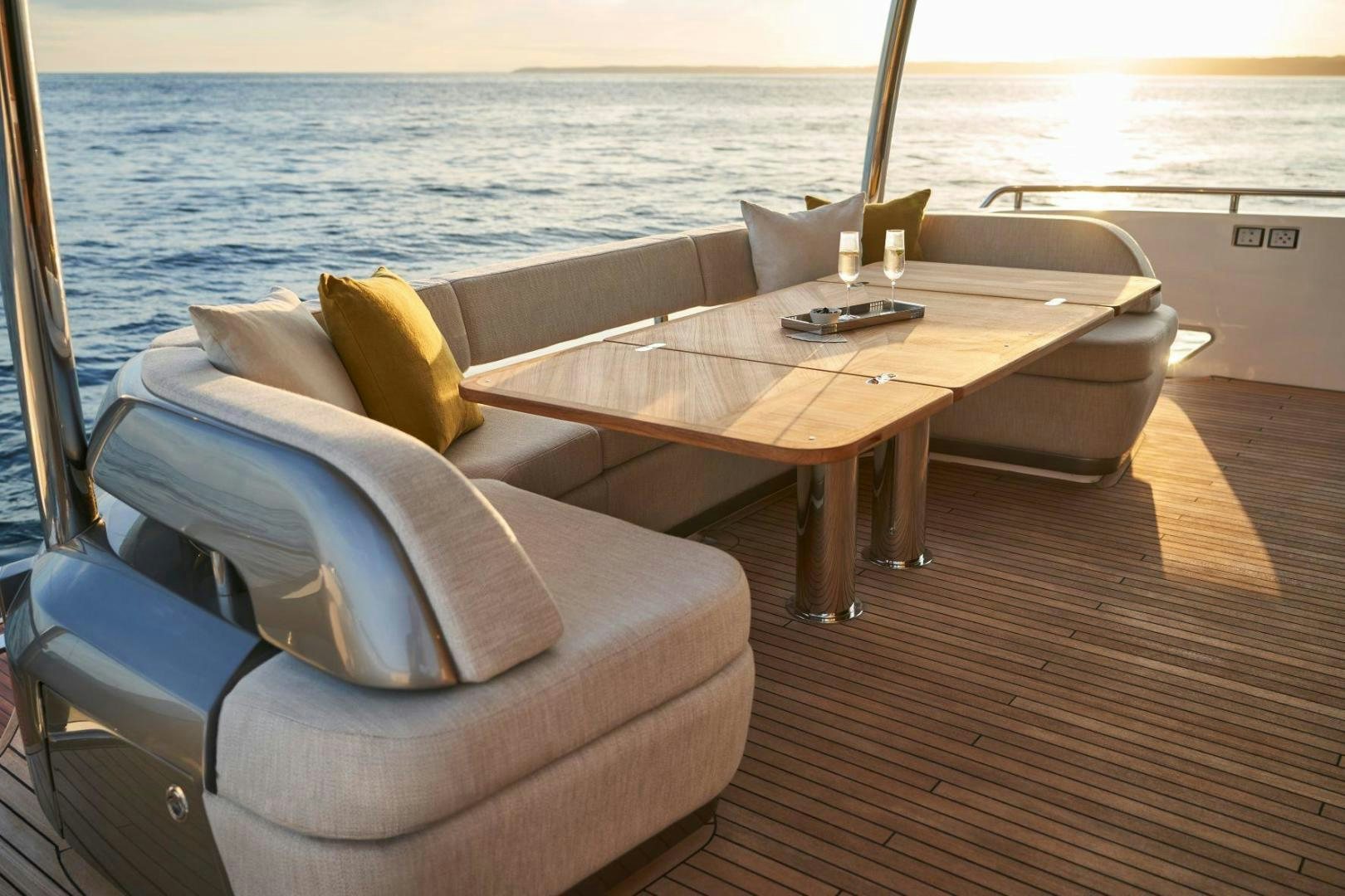 a table on a boat aboard Y85 Yacht for Sale
