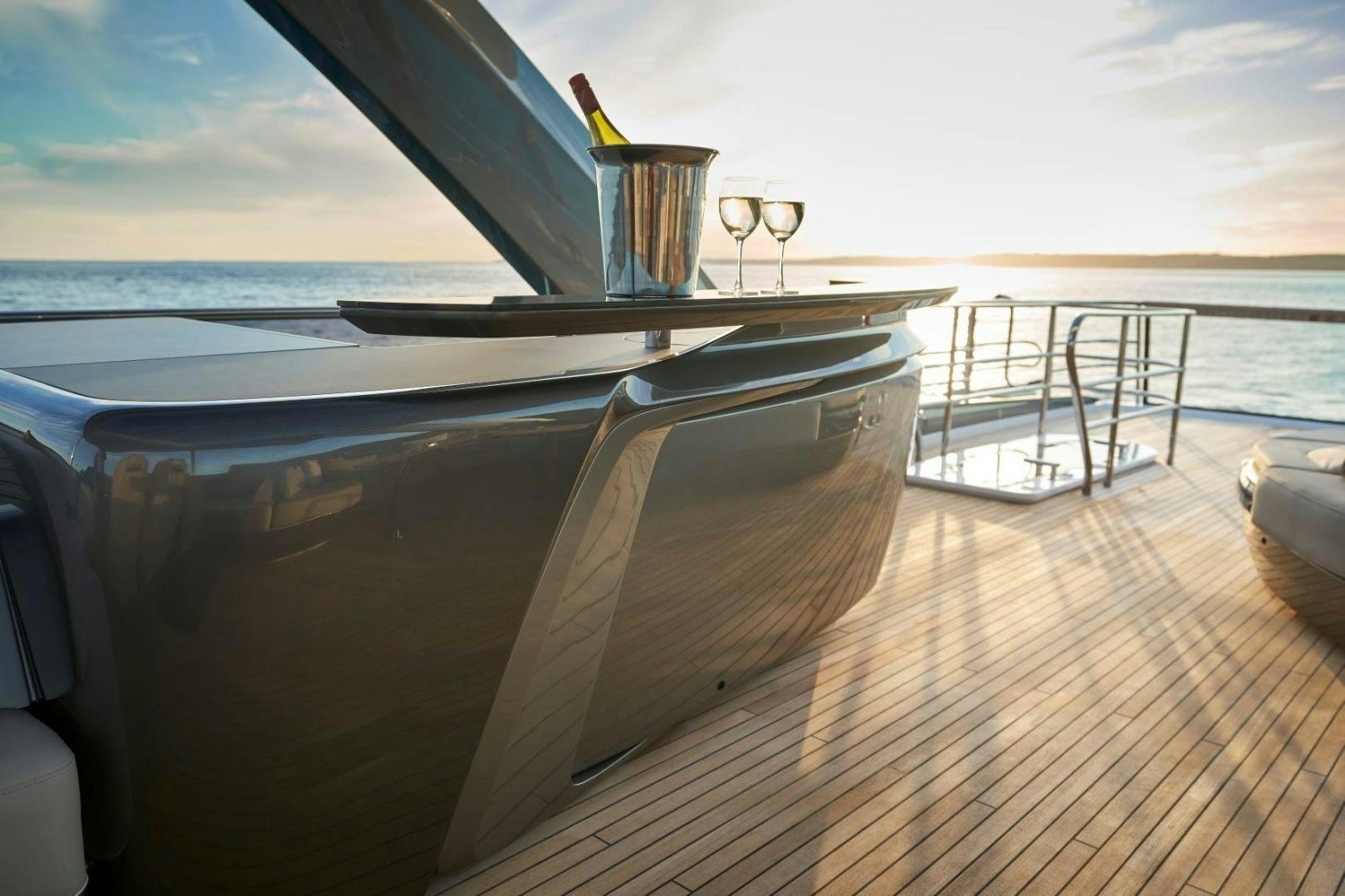 a boat on a deck aboard Y85 Yacht for Sale